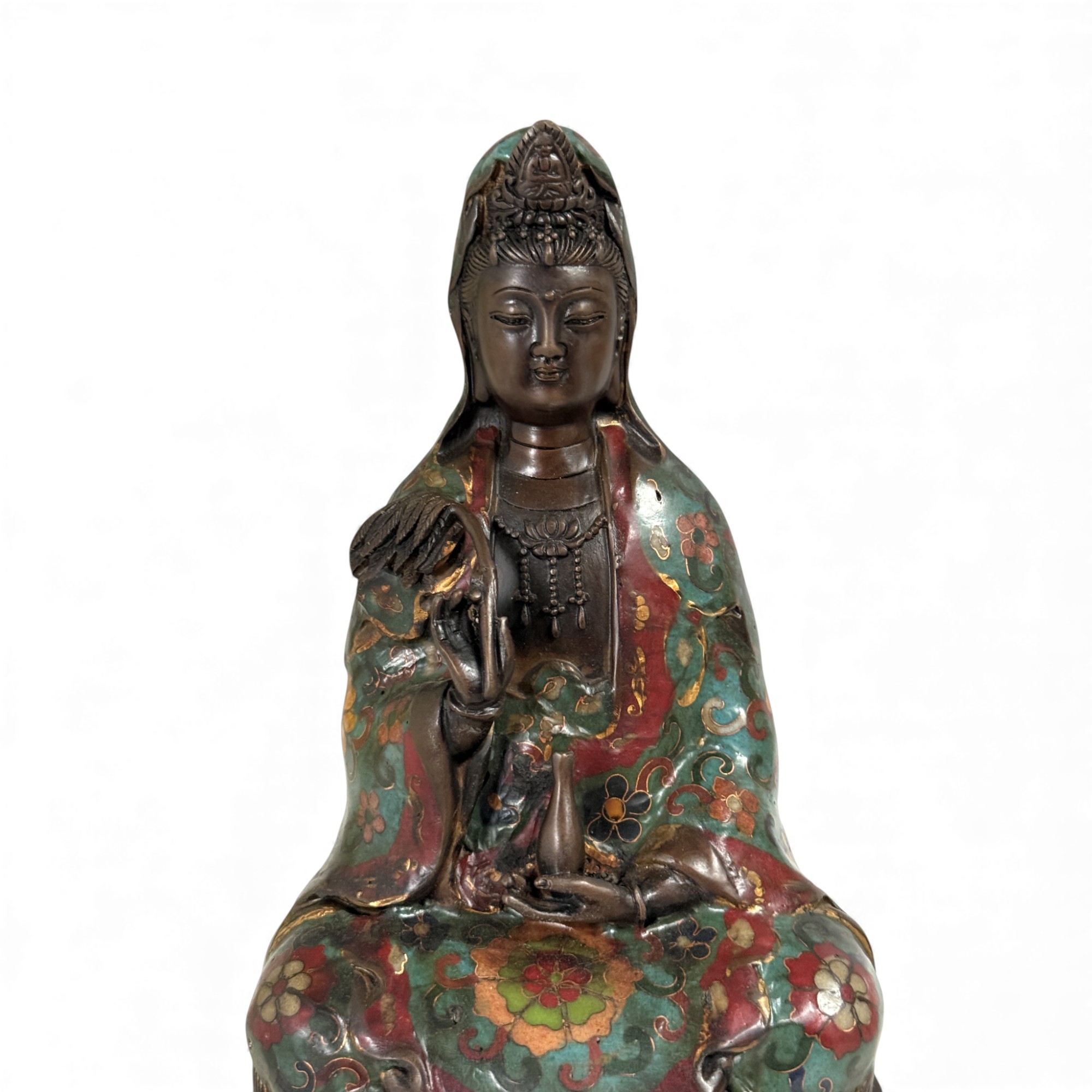 Guanyin Buddha Figur Bronze Cloisonne Skulptur China