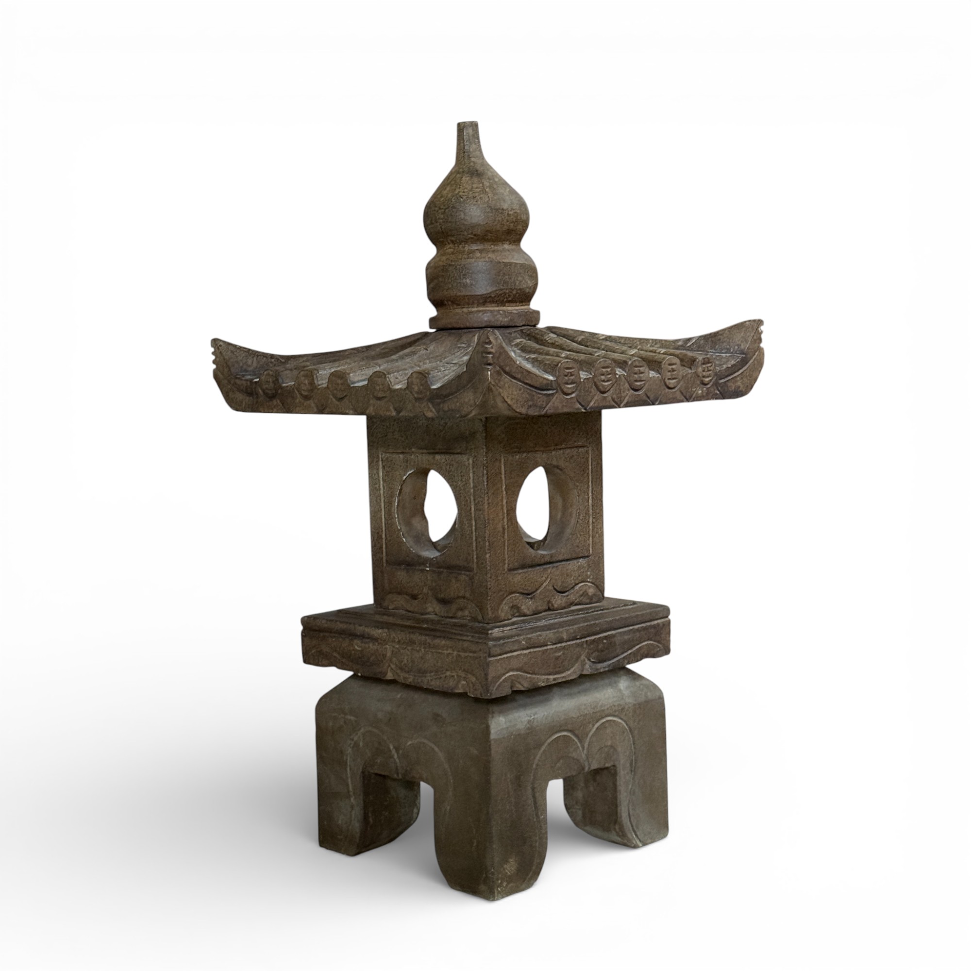 Chinesisches Geisterhaus - Steinlaterne aus Natur Stein - 65 cm