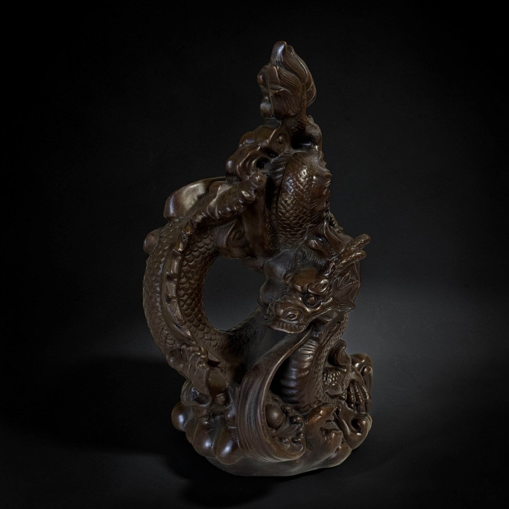Chinesischer Drache Bronze Figur - Fengshui Skulptur 27 cm