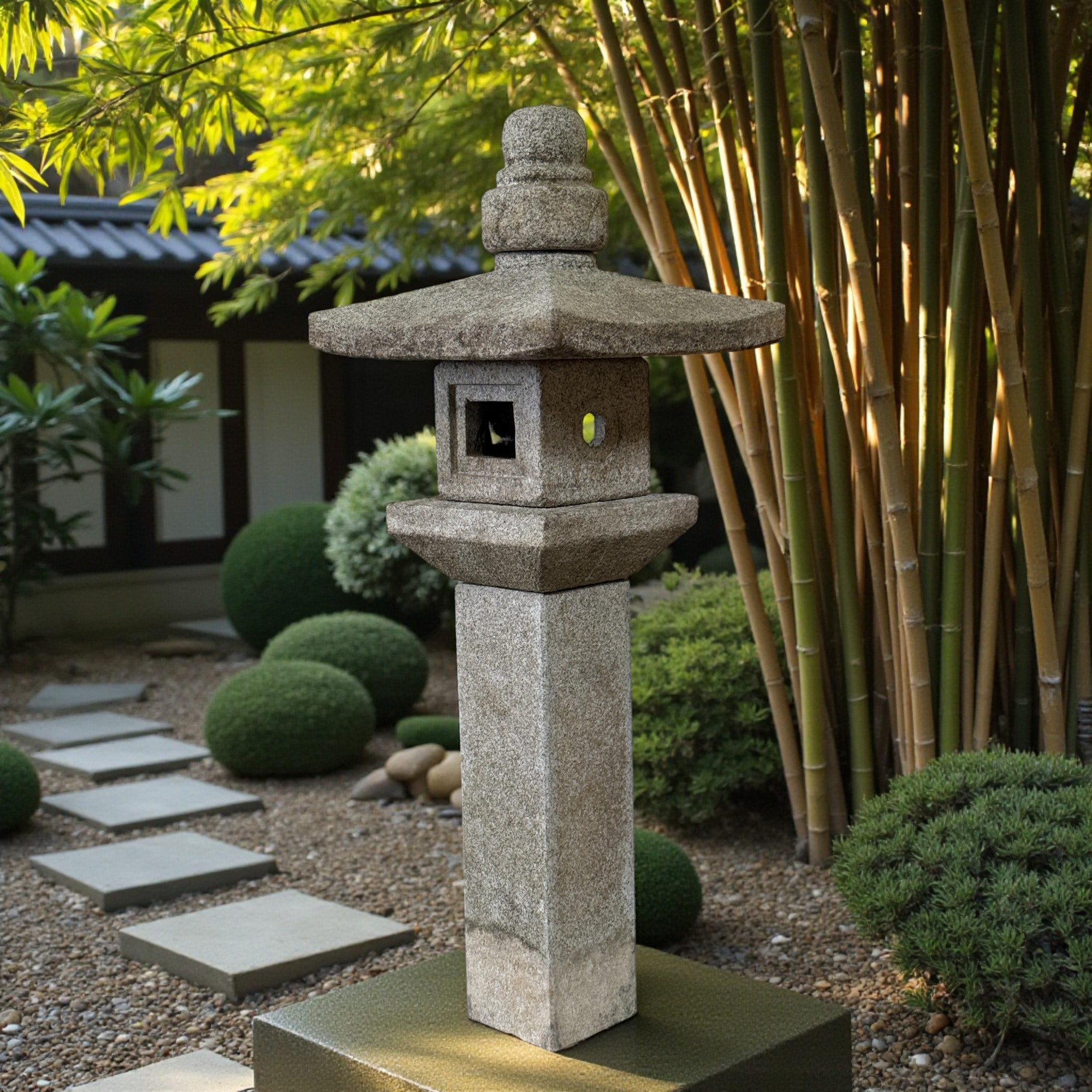 Japan Garten Pagode Steinlaterne aus Granitstein 115 cm groß
