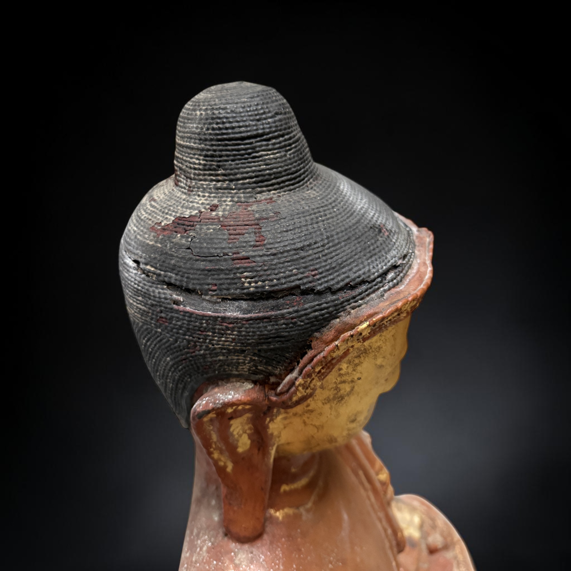 Burma Buddha Statue Lacquerware 98cm – Mon State – Altes Sammlerstück 18./19. Jh