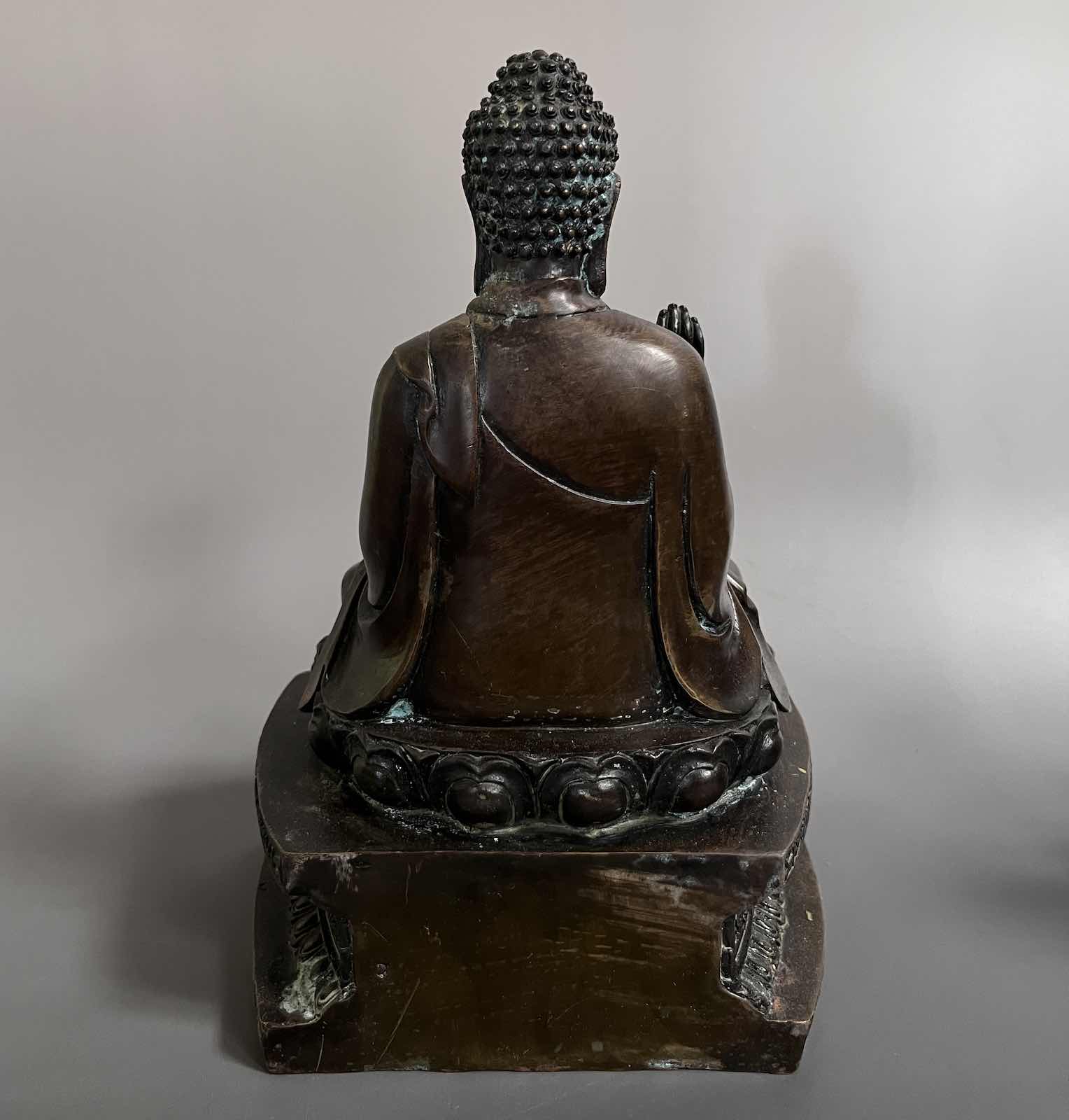 Buddha Figur Bronze Skulptur Schutzgeste 27cm