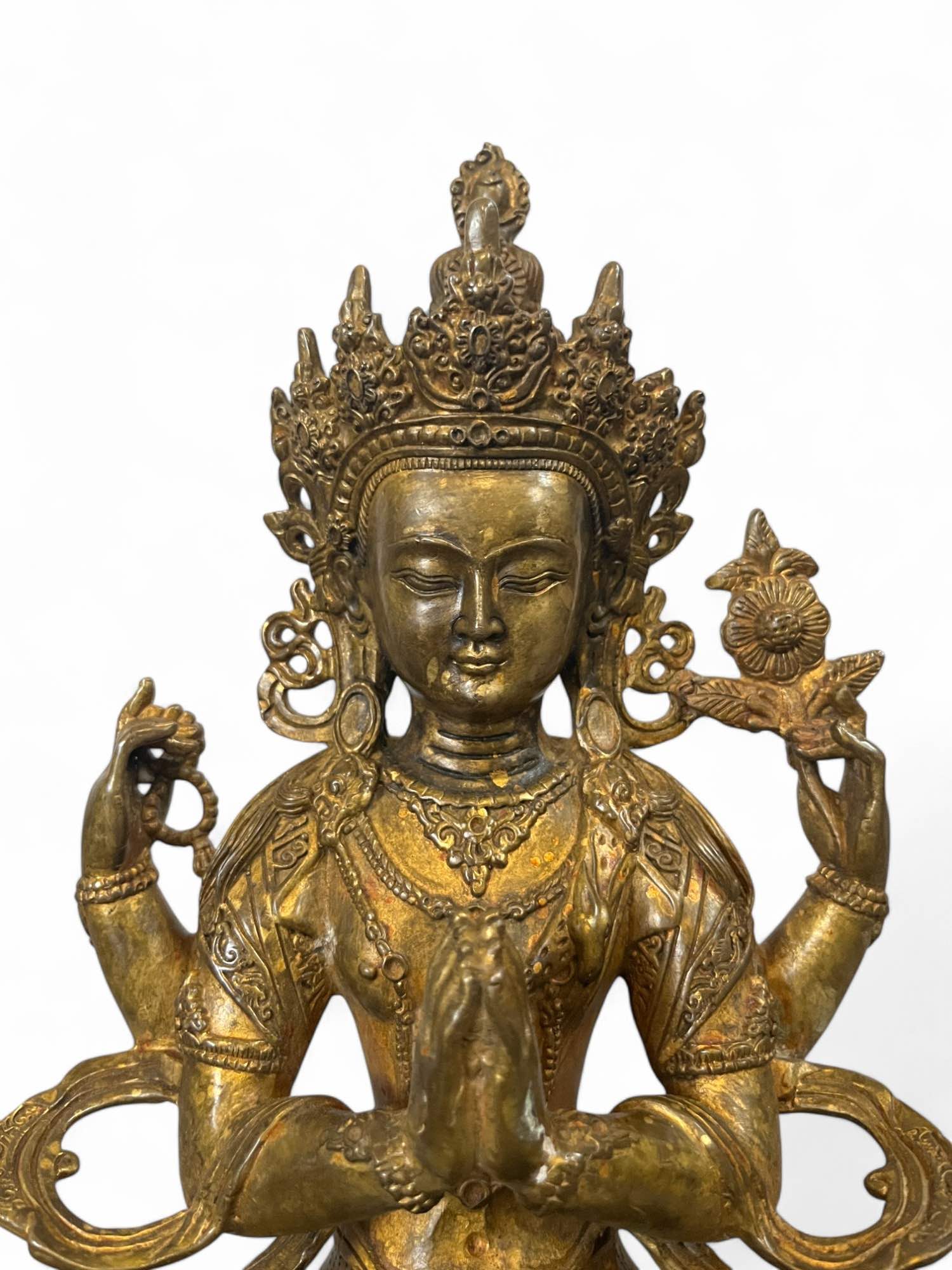 Buddha Figur Bronze Chenrezig Avalokiteshvara - 29 cm groß