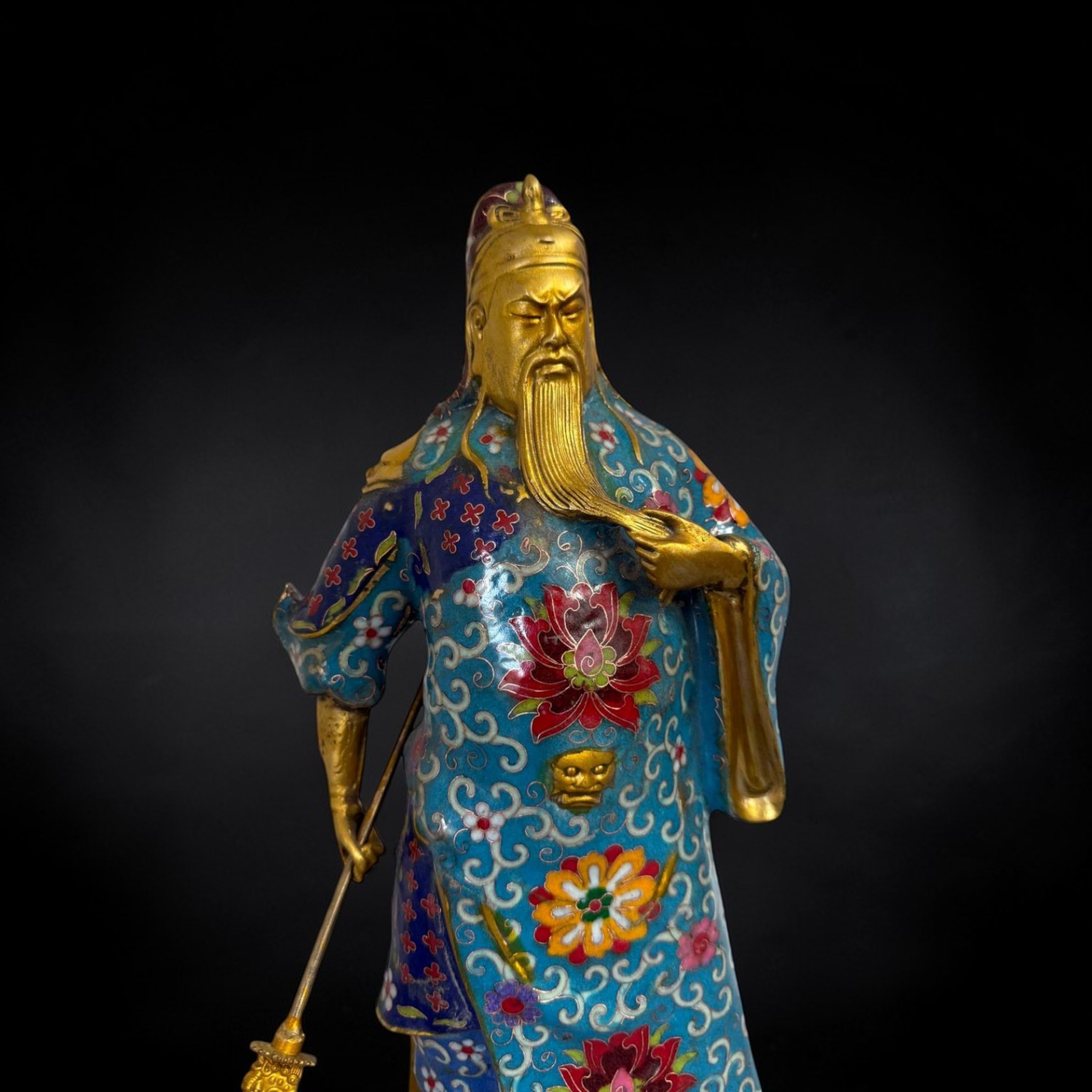 General Guan Yu China Bronze Krieger Figur Cloisonne Skulptur