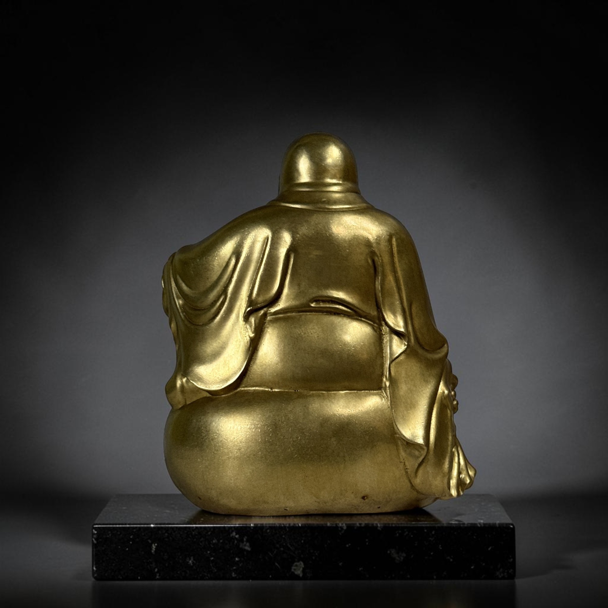 Chinesischer Reichtumsbuddha aus Bronze – Lachender Buddha Budai - Goldsack