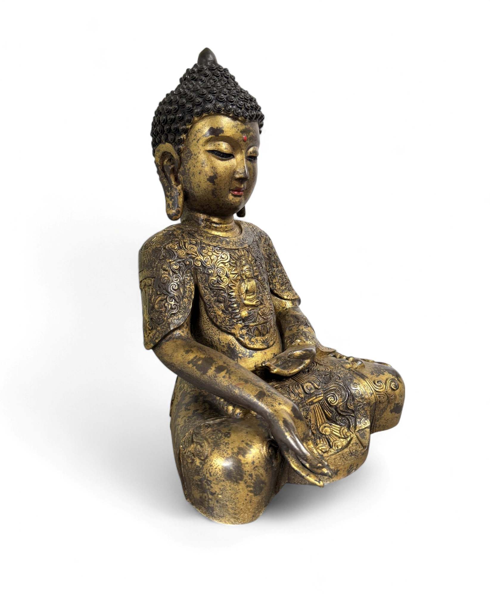 Bronze-Buddha Figur 40  cm – Vitarka Mudra – Tibet China