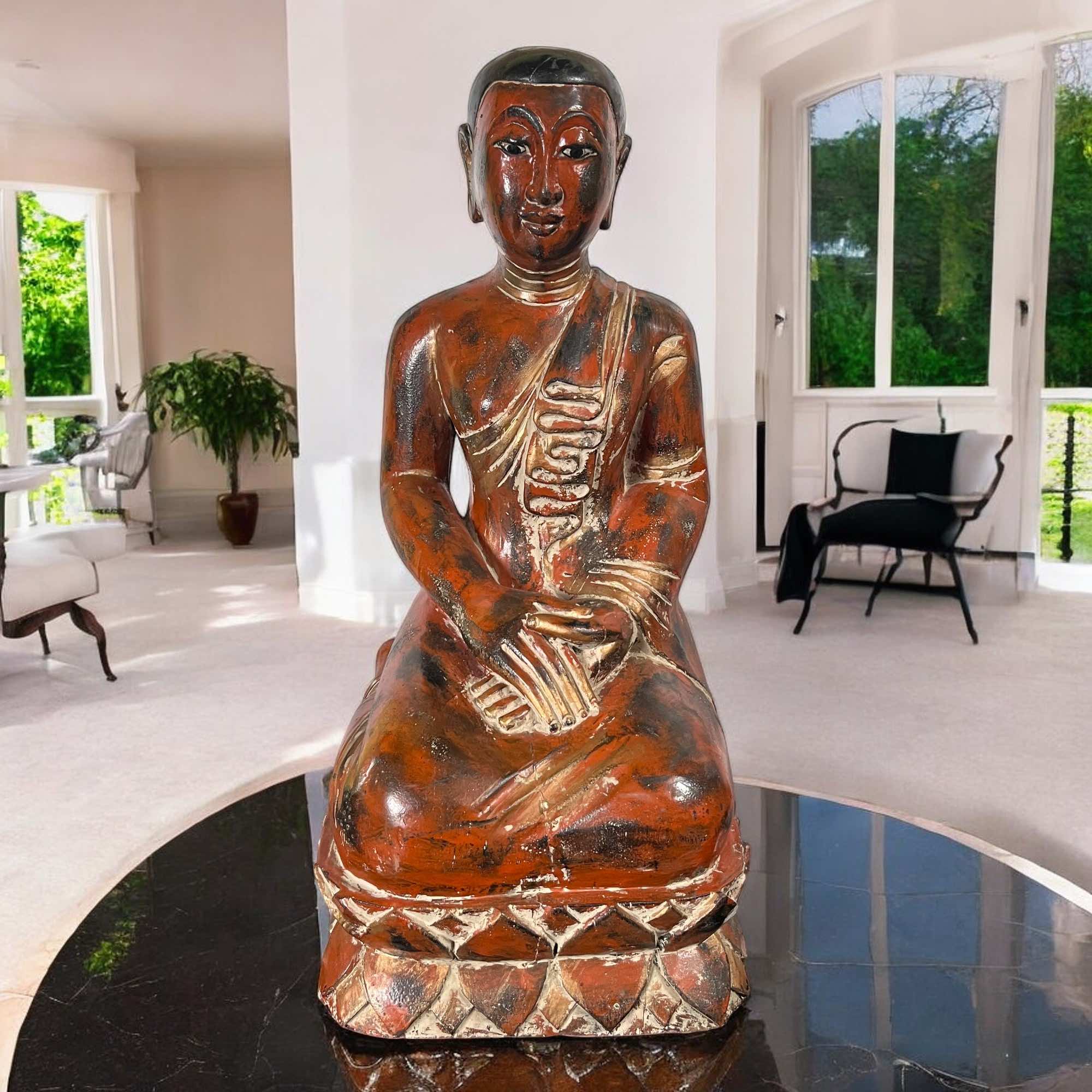 Mandalay Mönch Holz Skulptur aus Sammlungsauflösung