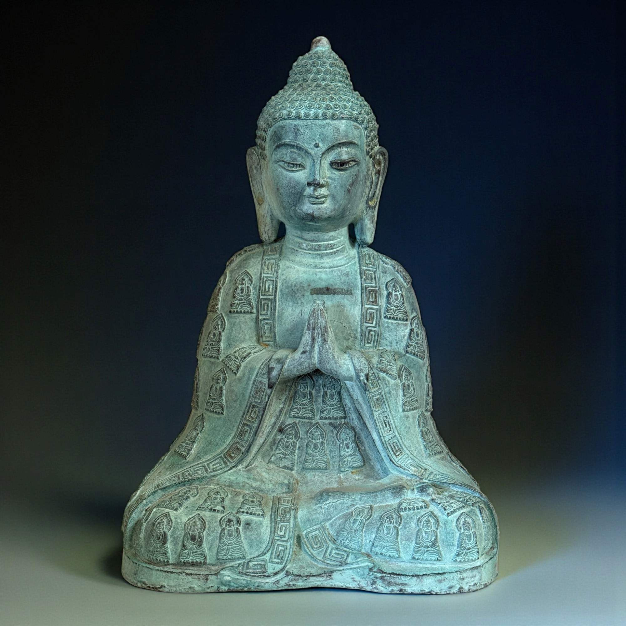 Bronze Buddha Skulptur in betender Handhaltung
