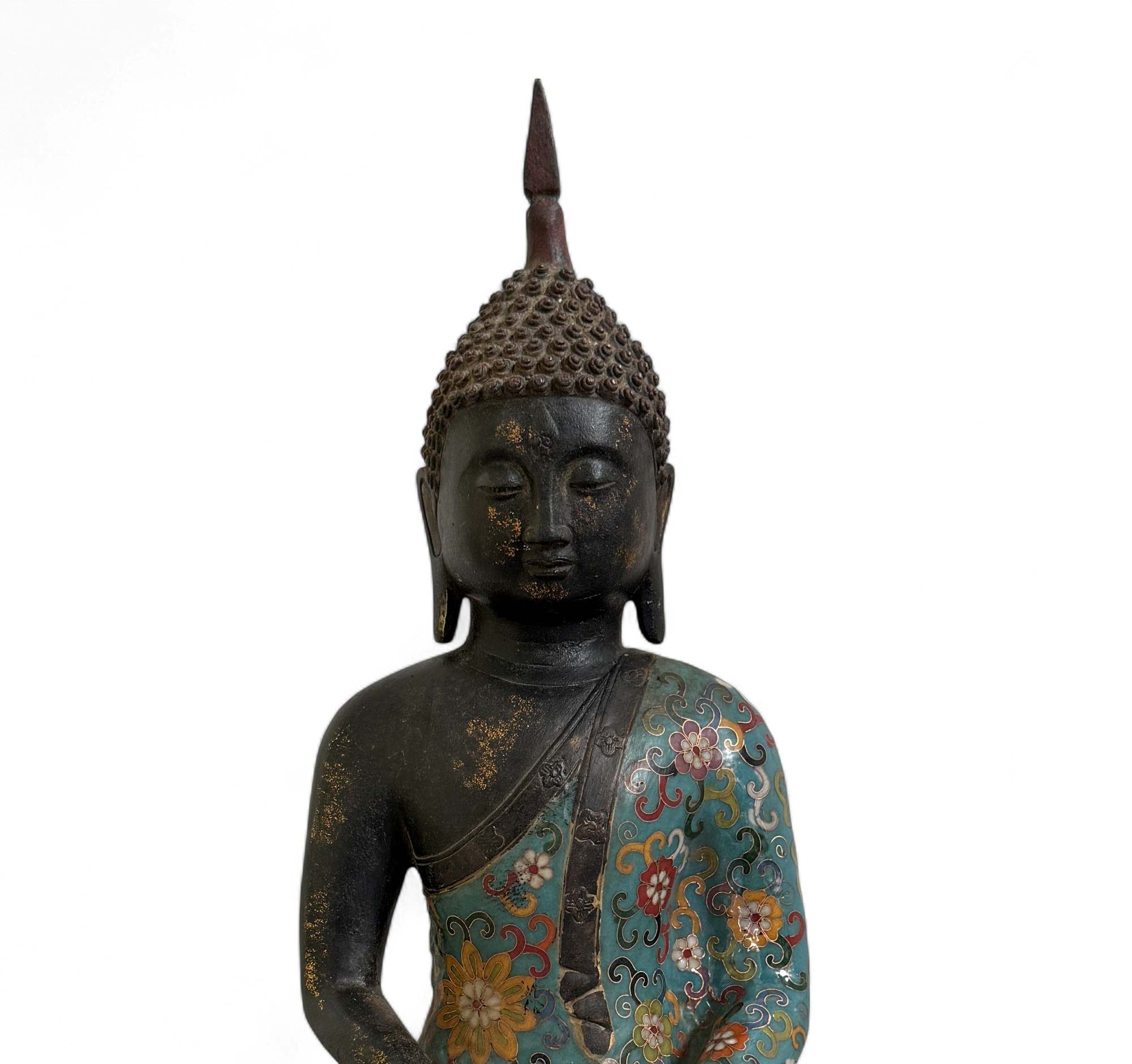 Buddha Figur Bronze China Cloisonne Skulptur 40 cm groß