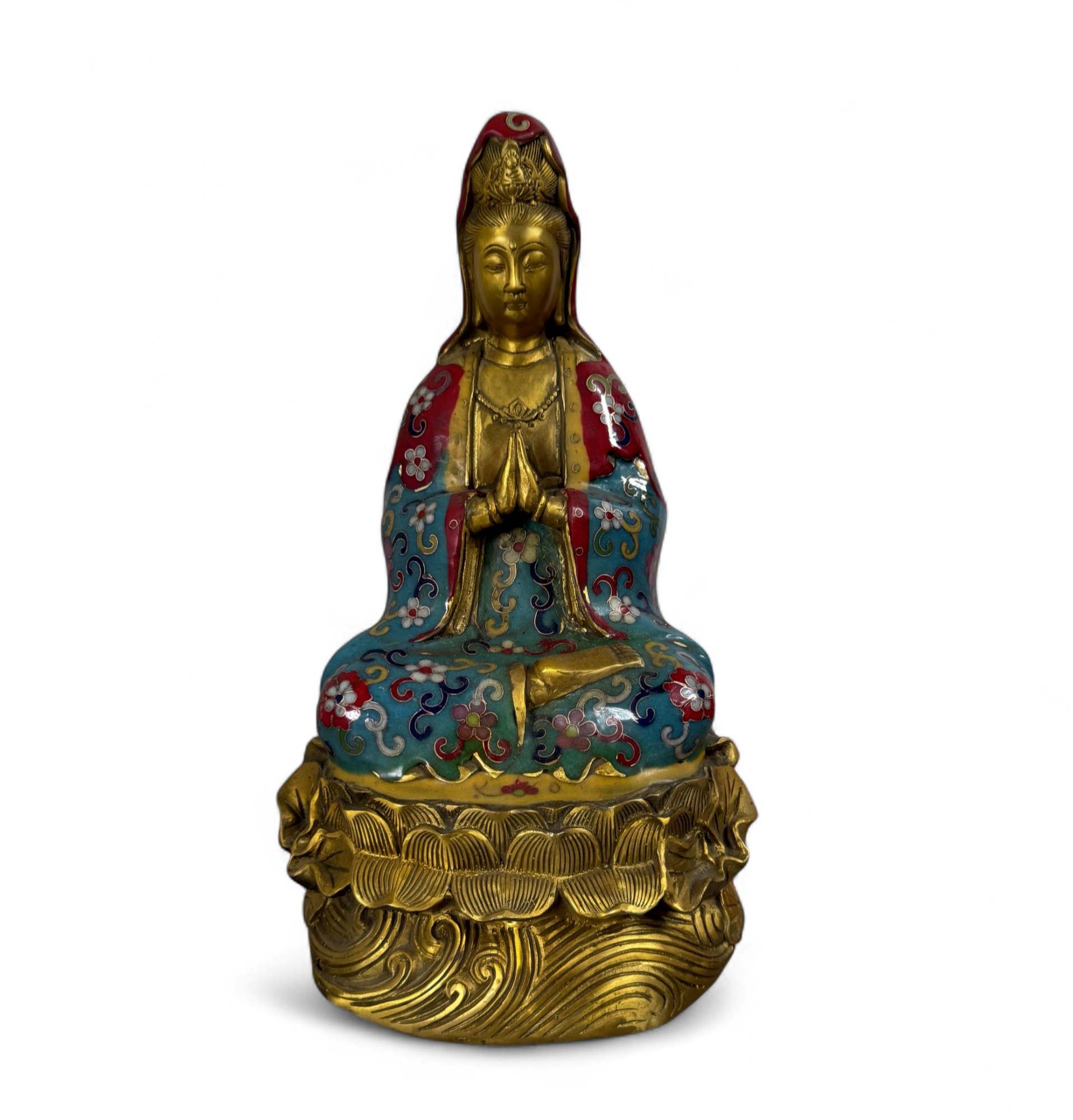 Guanyin Bodhisattva Figur China – Bronze Cloisonné Kunst