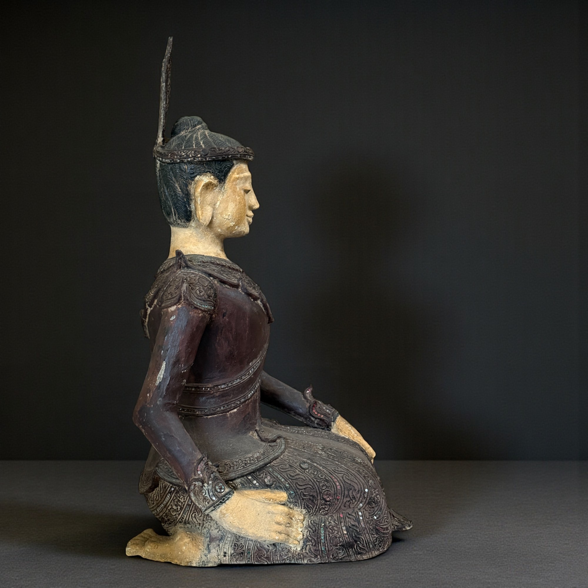 Tempeldiener Skulptur birmanisches Sammlerstück - 86 cm