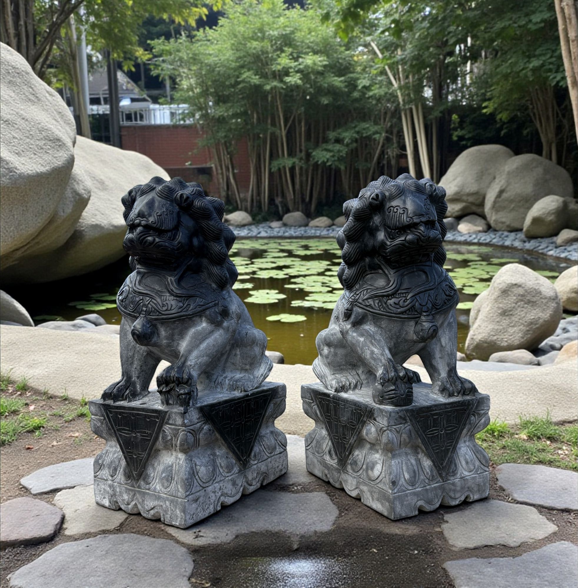 Chinesische Wächterlöwen Garten Skulpturen 50 cm groß