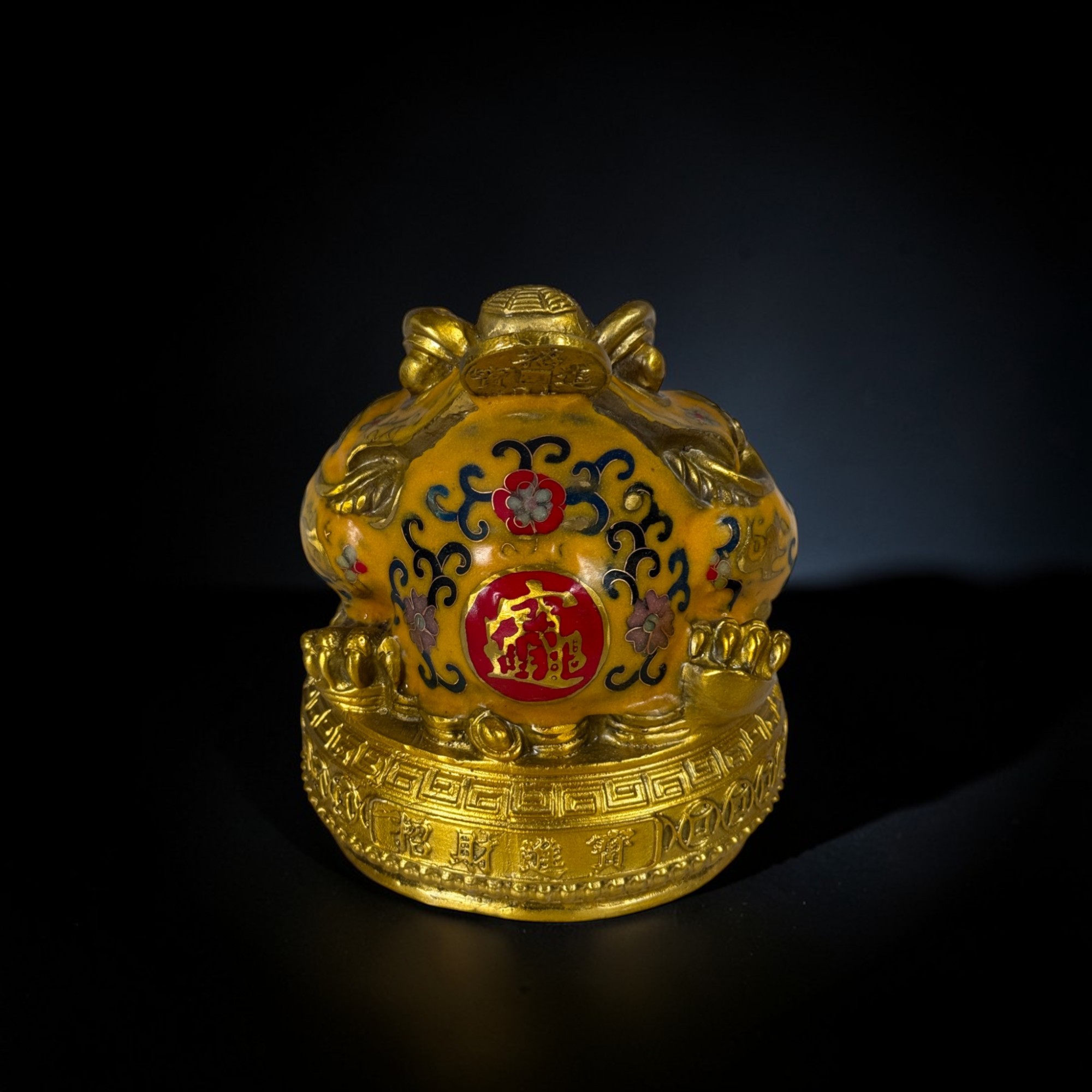 Bronze Geldfrosch Skulptur – Reichtum & Glück mit Cloisonné (17 cm)