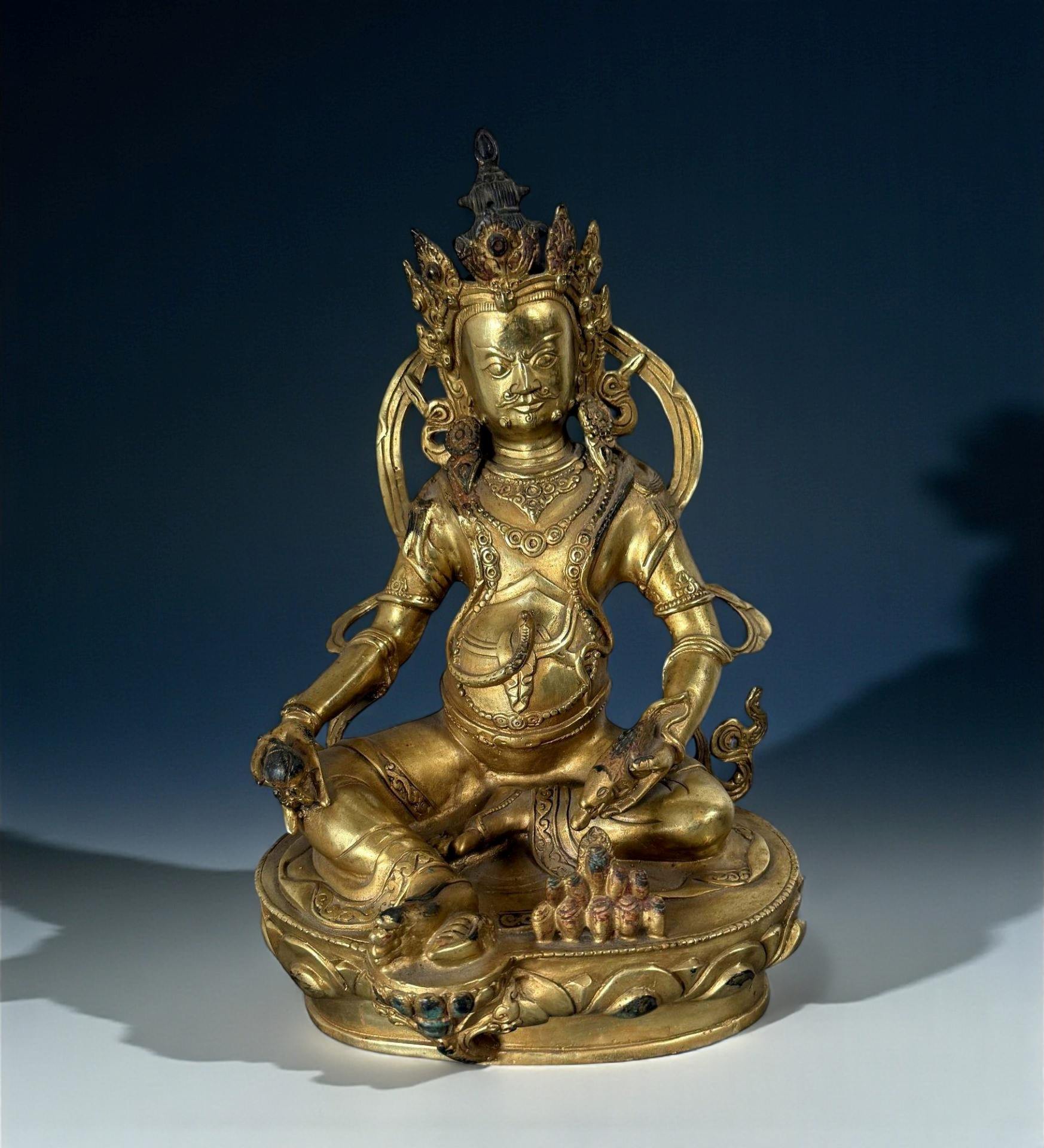 Kubera Jambhala Bronze Figur Tibet China Skulptur 29 cm groß