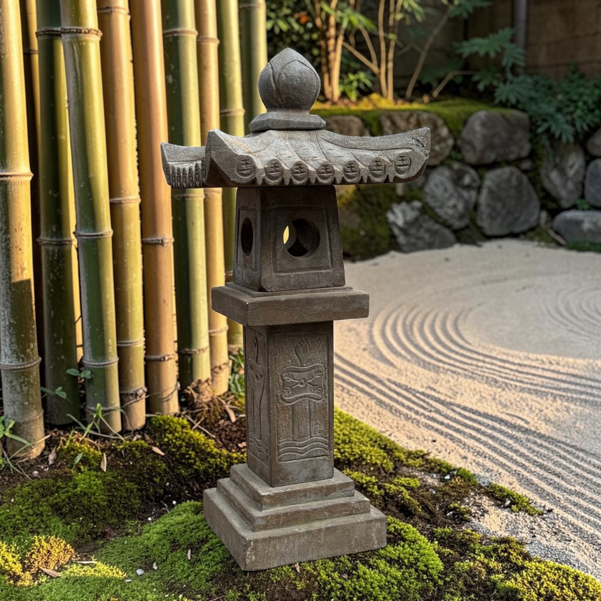 Traditionelle Steinlaterne China - Geisterhaus aus Naturstein - 27,5kg