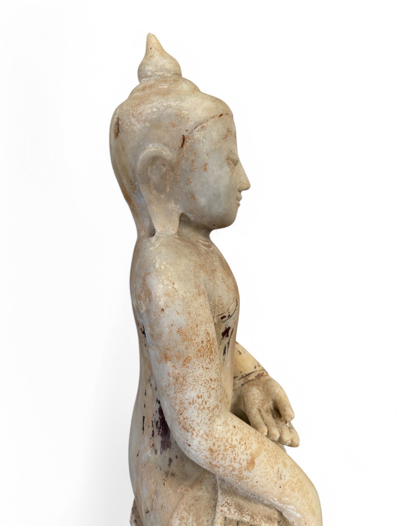Alte Burma Buddha Statue aus Marmor Stein 66 cm groß