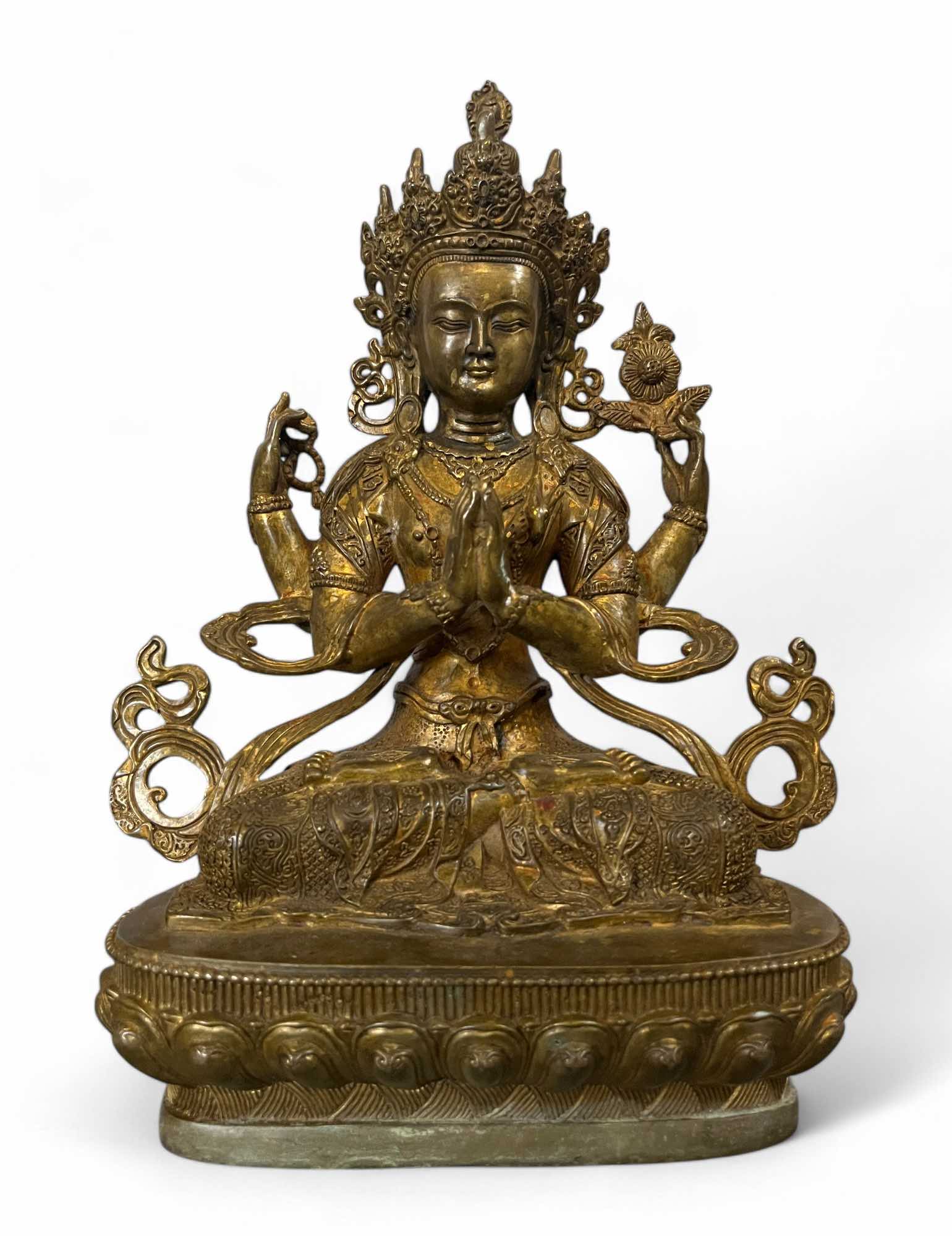 Buddha Figur Bronze Chenrezig Avalokiteshvara - 29 cm groß