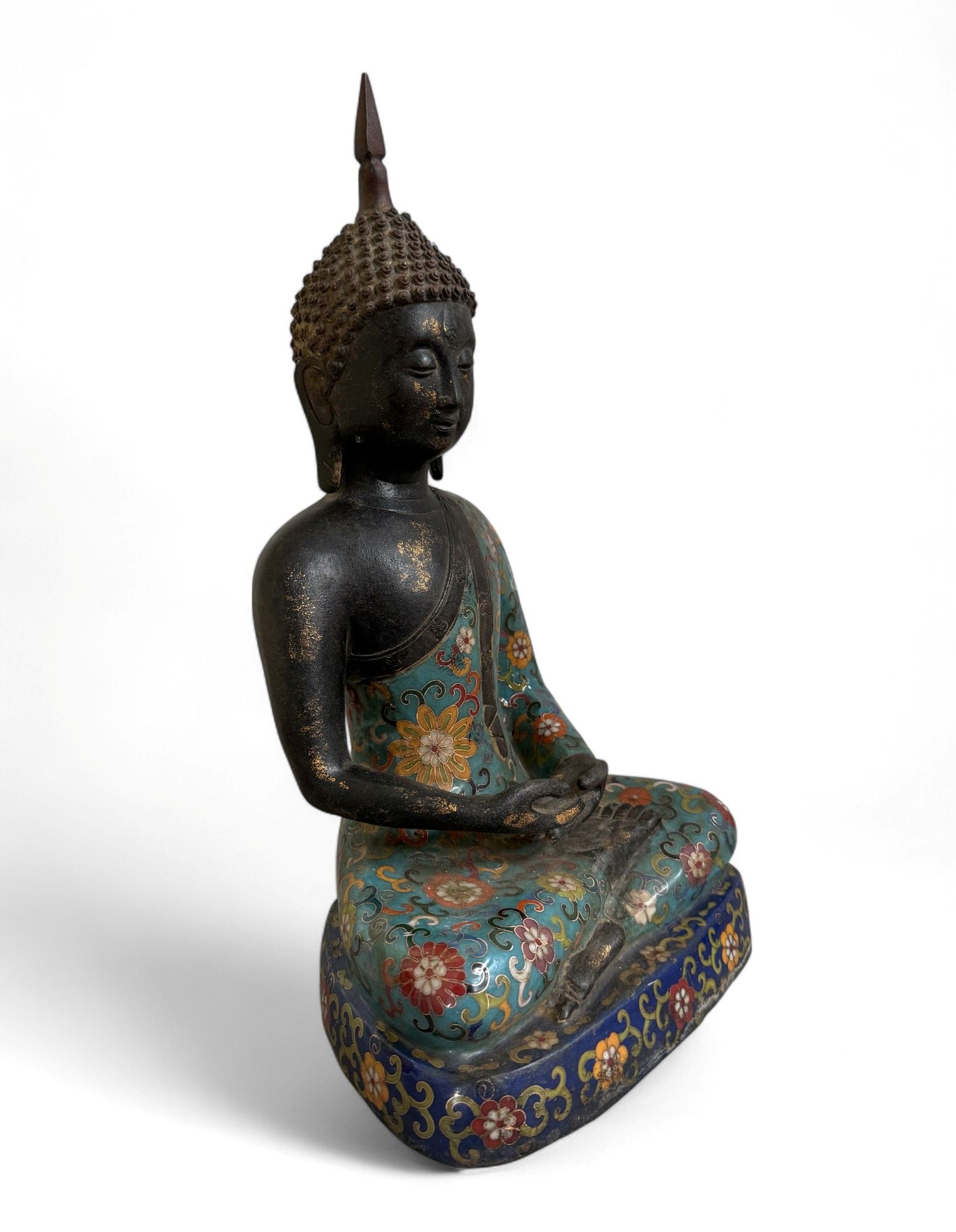 Buddha Figur Bronze China Cloisonne Skulptur 40 cm groß