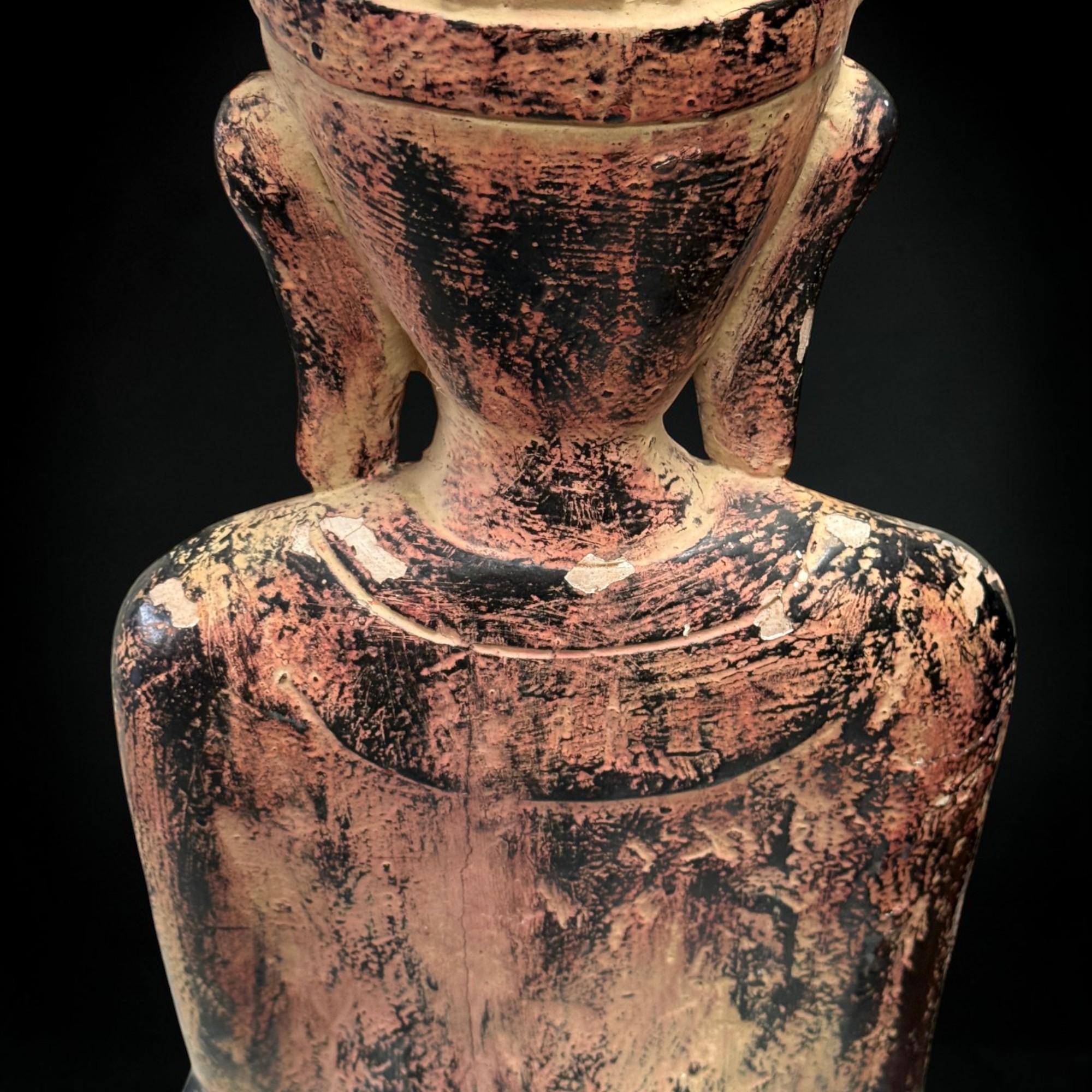 Königlicher Teakholz-Buddha Burma, 166 cm, 19. Jahrhundert – Seltene Herz-Mudra