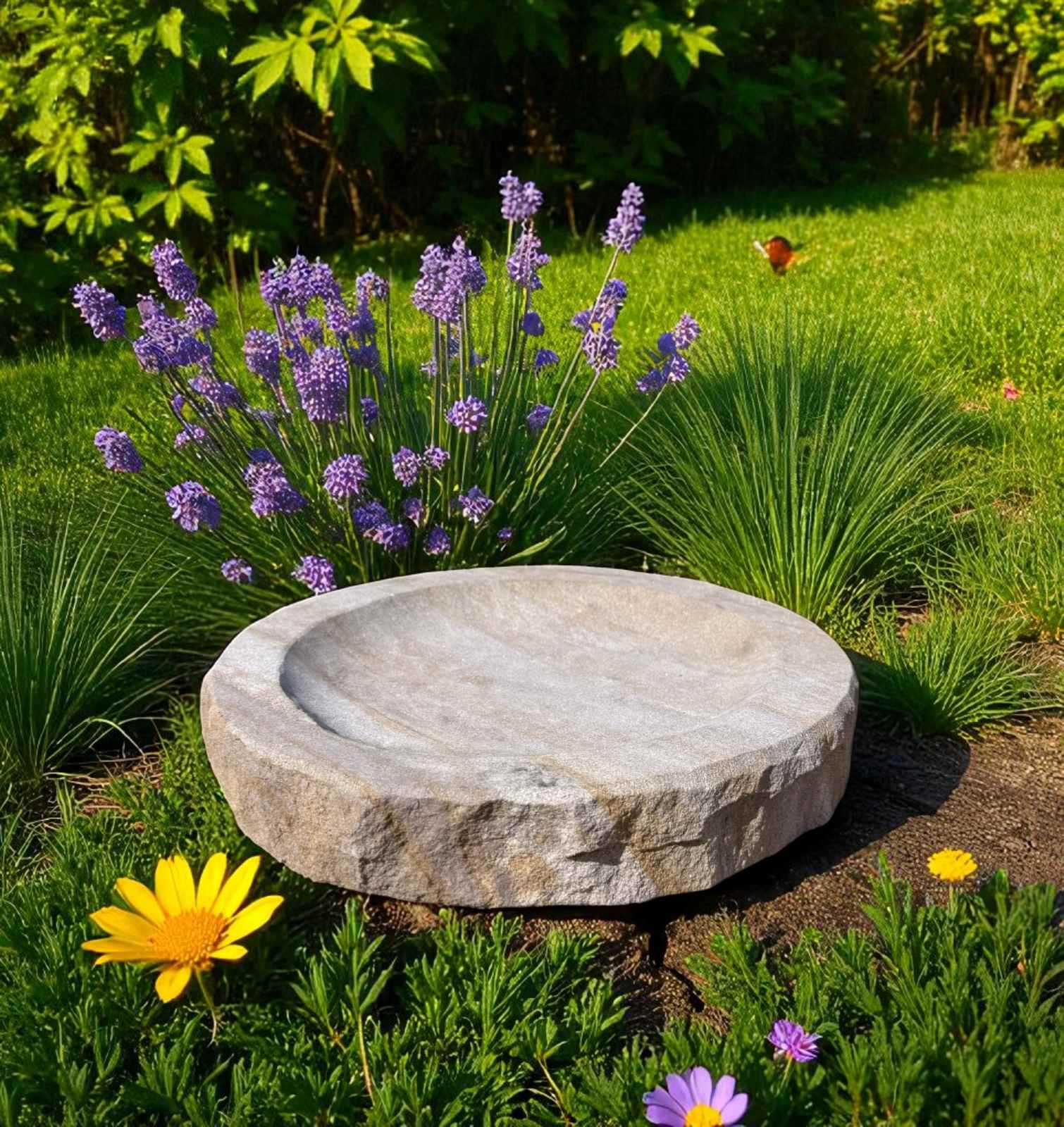 Naturstein Insekten Tränke – Bienen-Bar für den Garten Vogeltränke