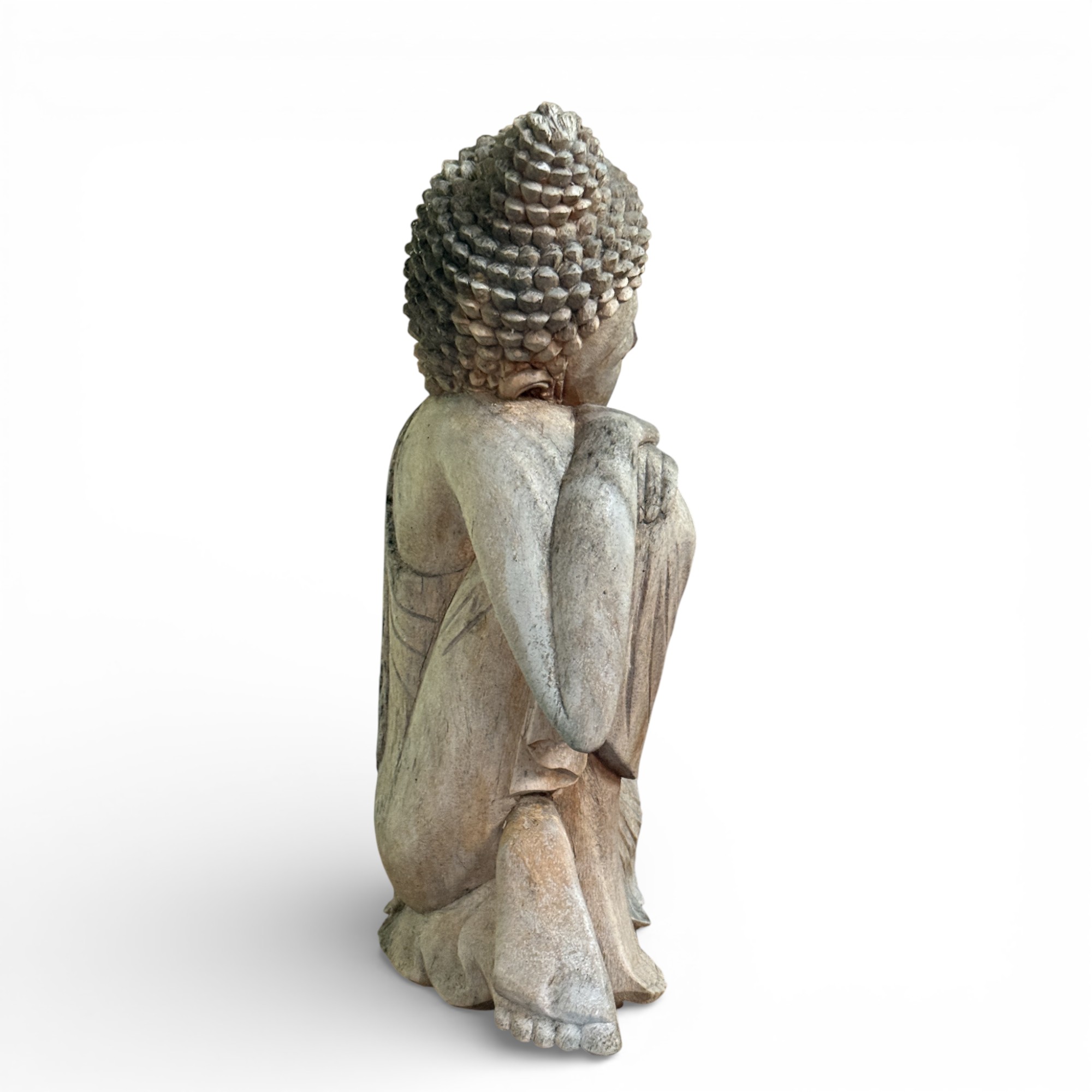 Ruhende Buddha Figur aus Suar Holz - 42 cm groß