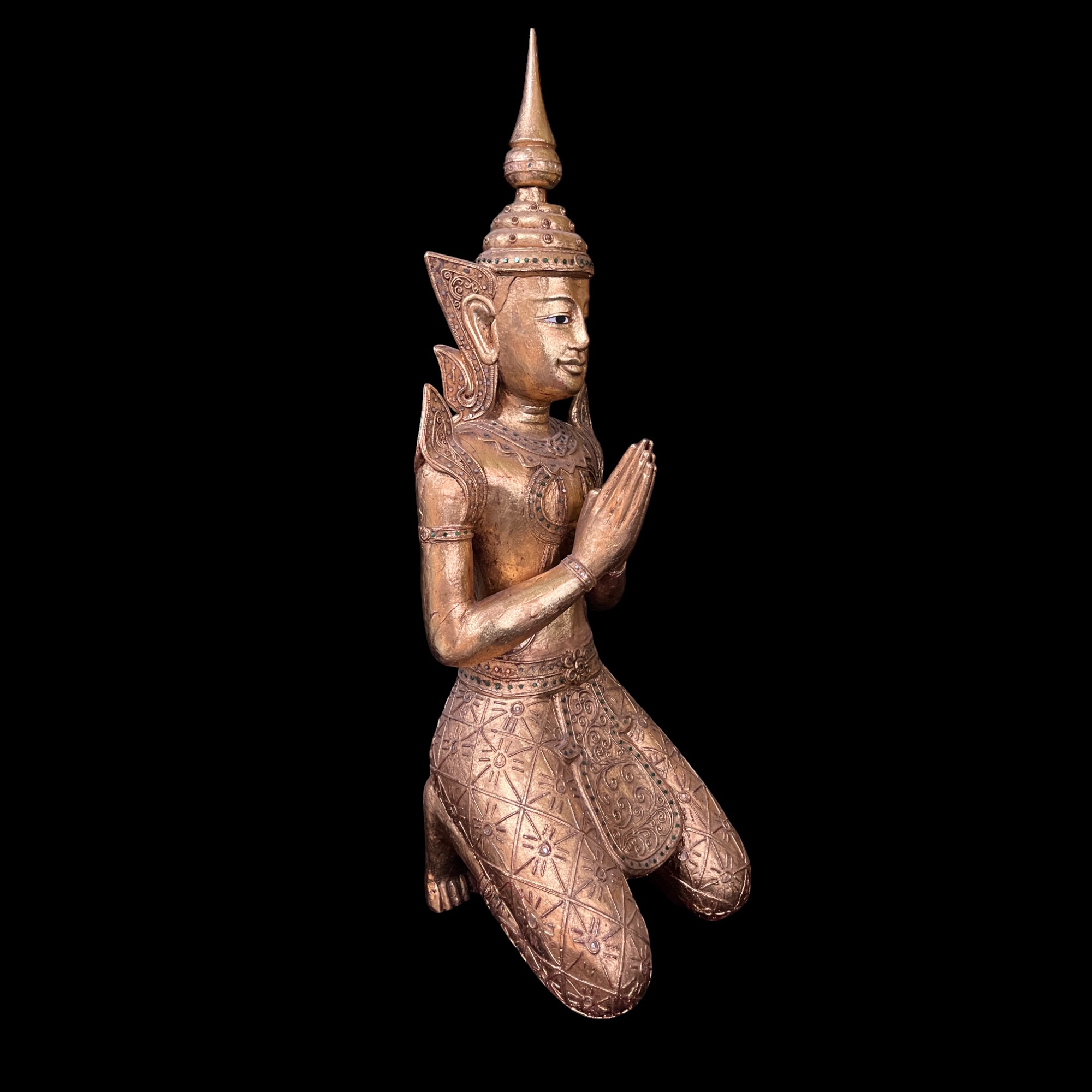 Thailändischer Tempelwächter Teppanom Holz Skulptur 94 cm