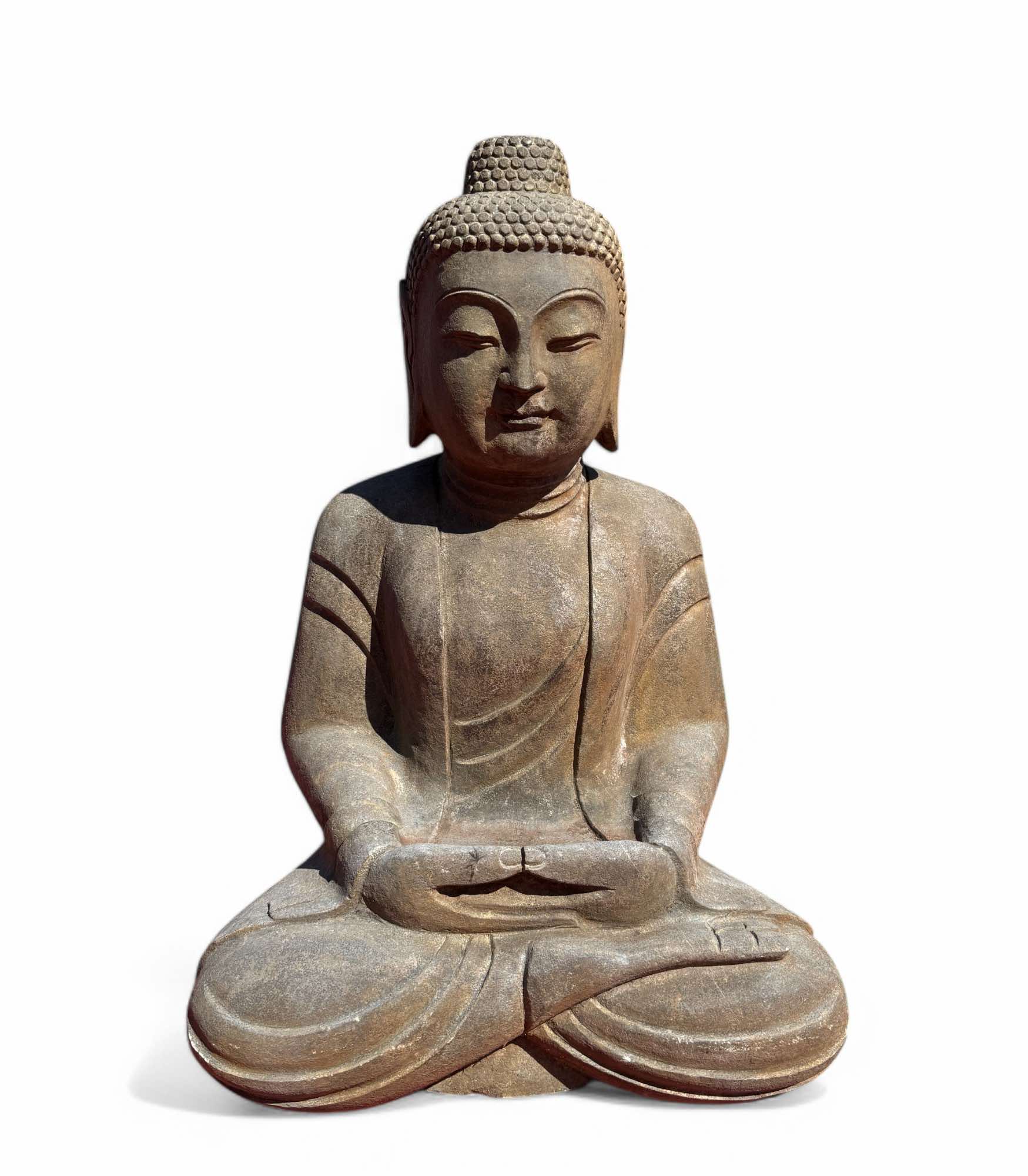 Garten Buddha Statue Naturstein Figur Meditations Geste
