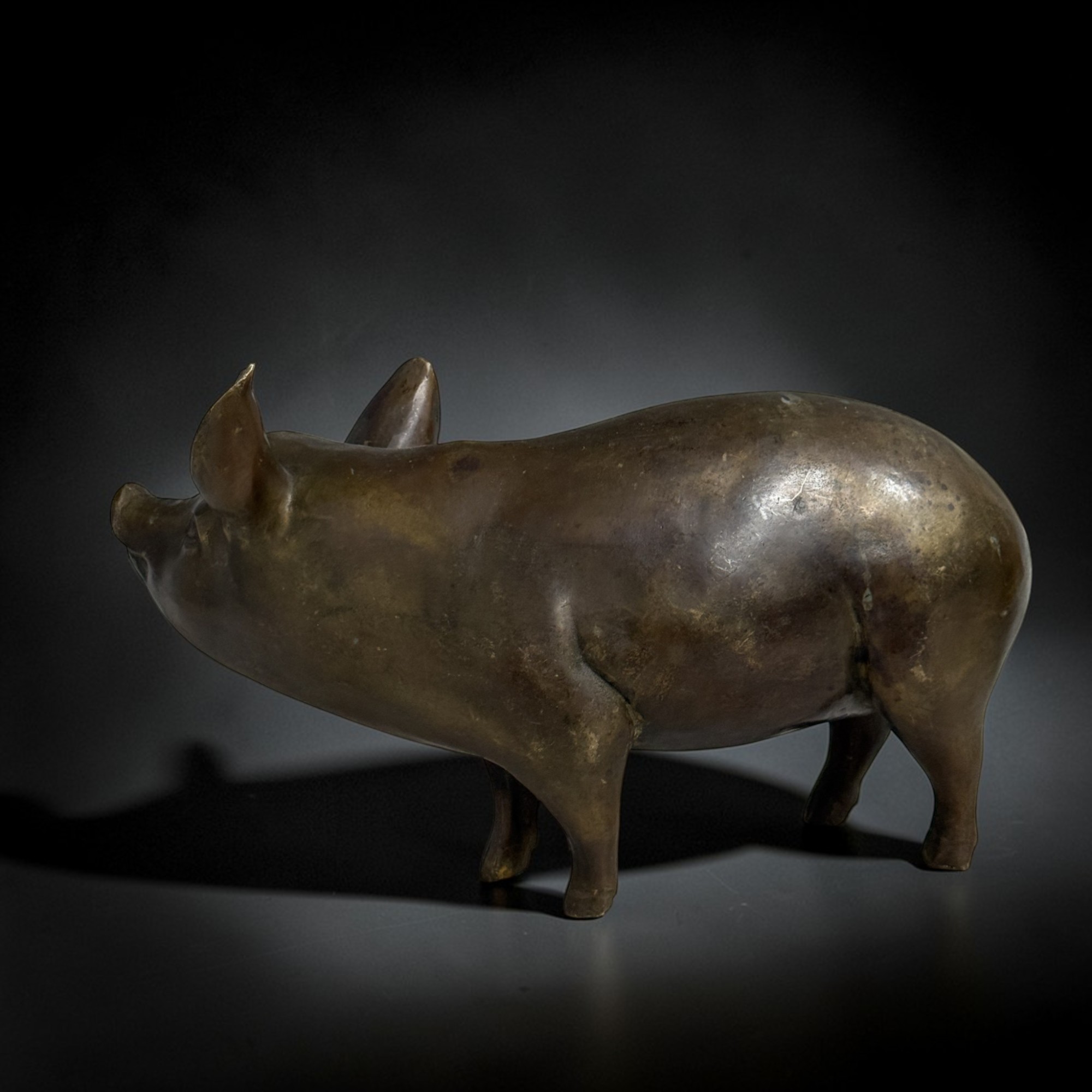 Bronze Skulptur Schwein chinesisches Tierkreiszeichen