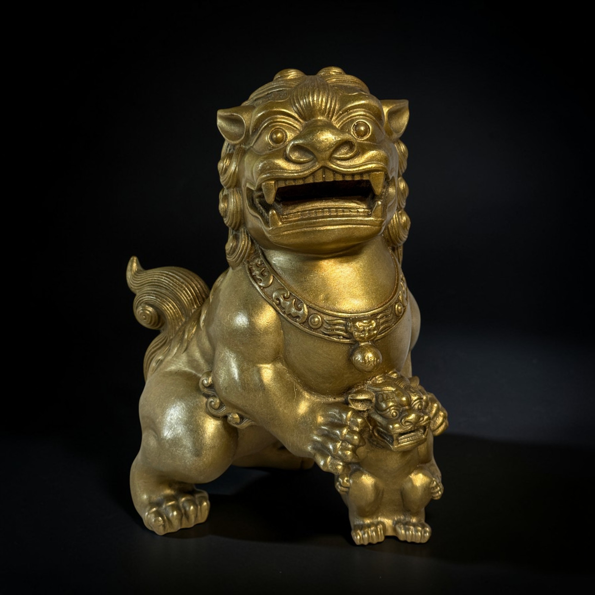 Bronze Wächterlöwen Paar – 21 cm – Feng Shui Schutzsymbol