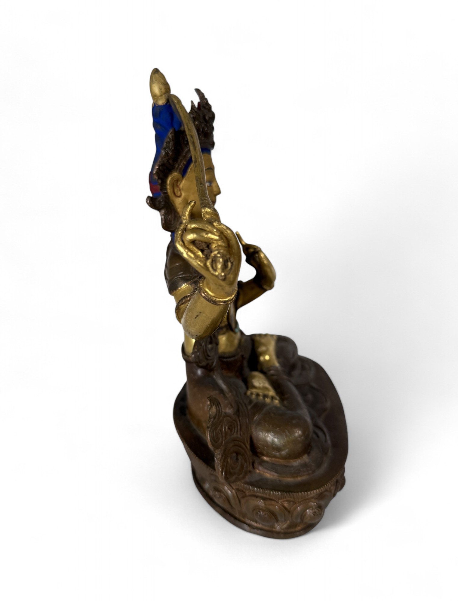 Manjushri Buddha Figur aus Bronze - vergoldet