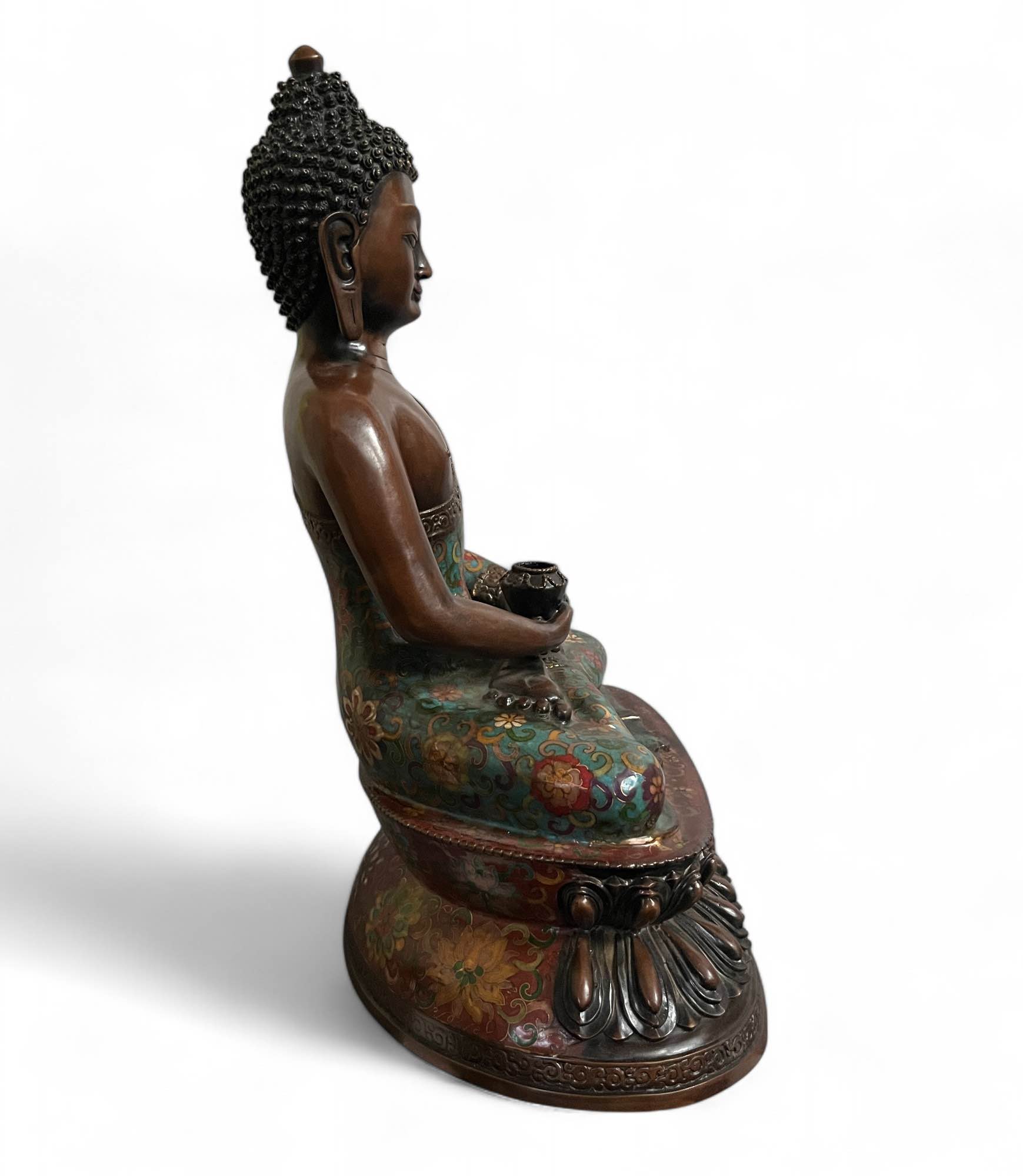 Buddha Figur Bronze China Cloisonne Skulptur 44cm groß