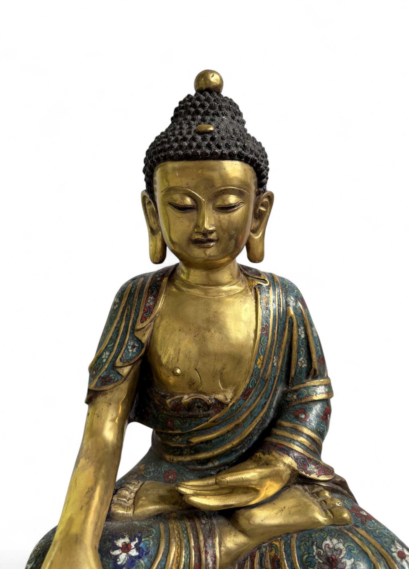Buddha Figur Bronze Cloisonne Skulptur 50 cm groß