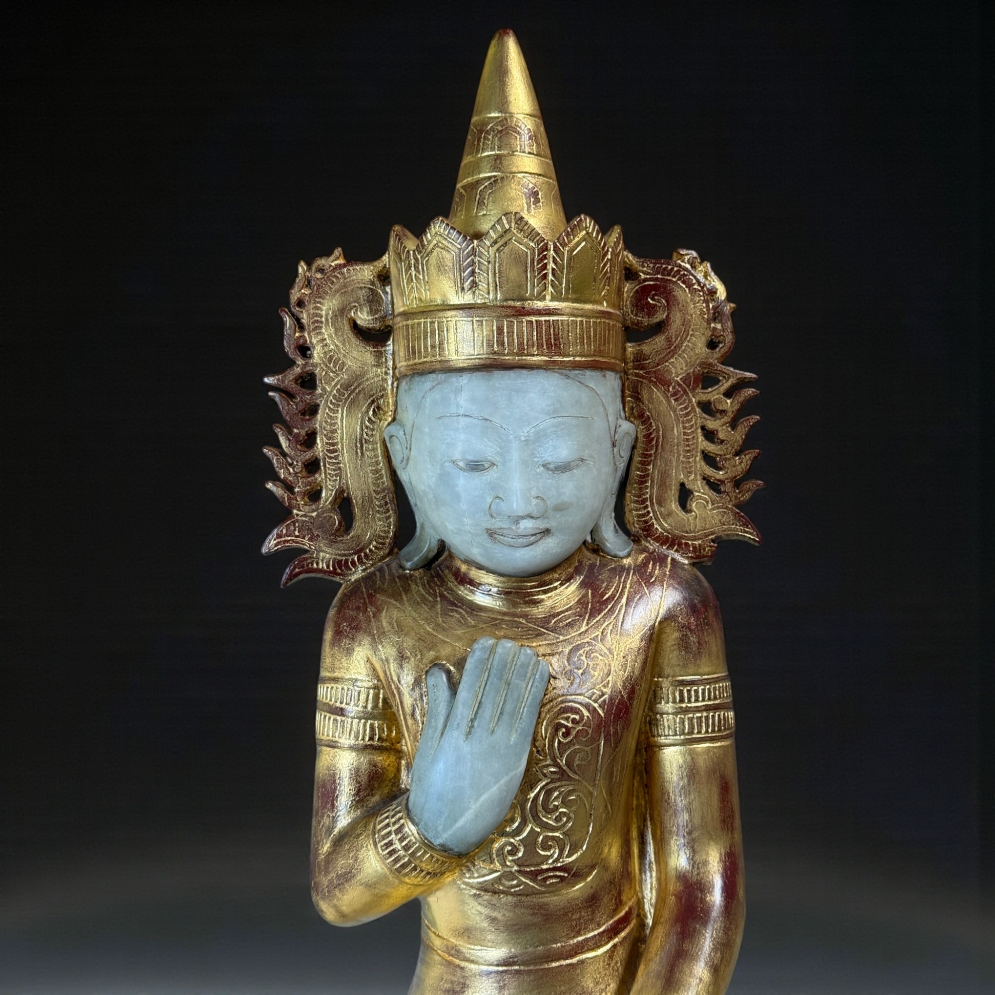 Burma Buddha Statue Alabaster Skulptur 89 cm groß