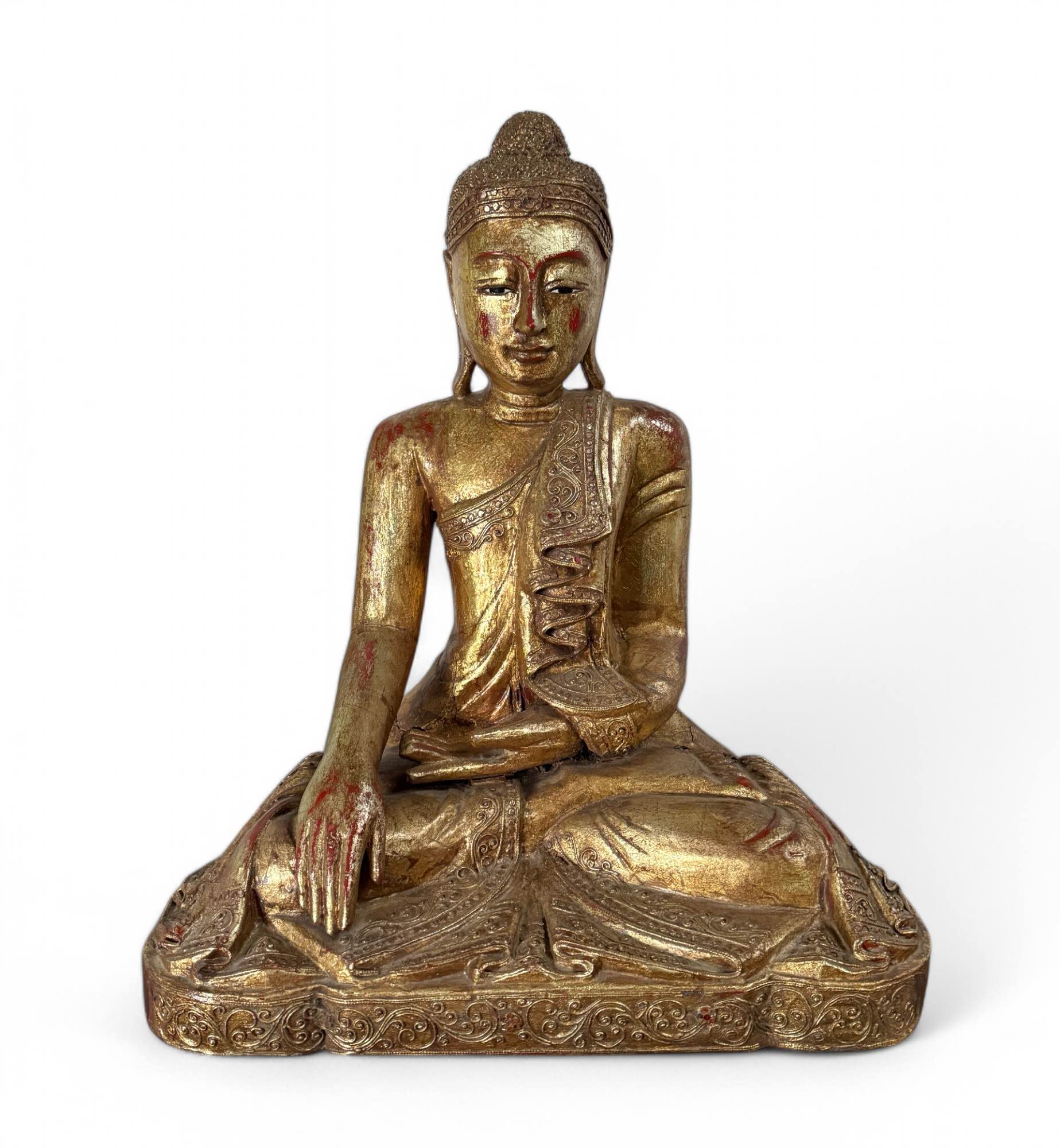 Holz Buddha Statue Thailand blattvergoldet 58cm groß Holz Buddha Statue Thailand blattvergoldet 58cm groß