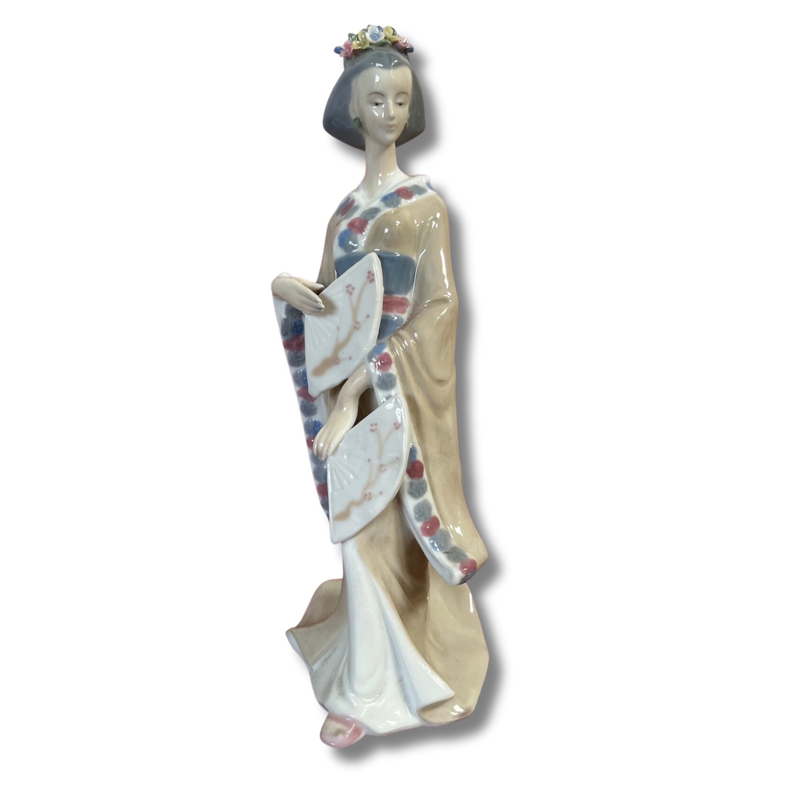 Chinesische Hofdame Porzellan Figur, Blumenschmuck