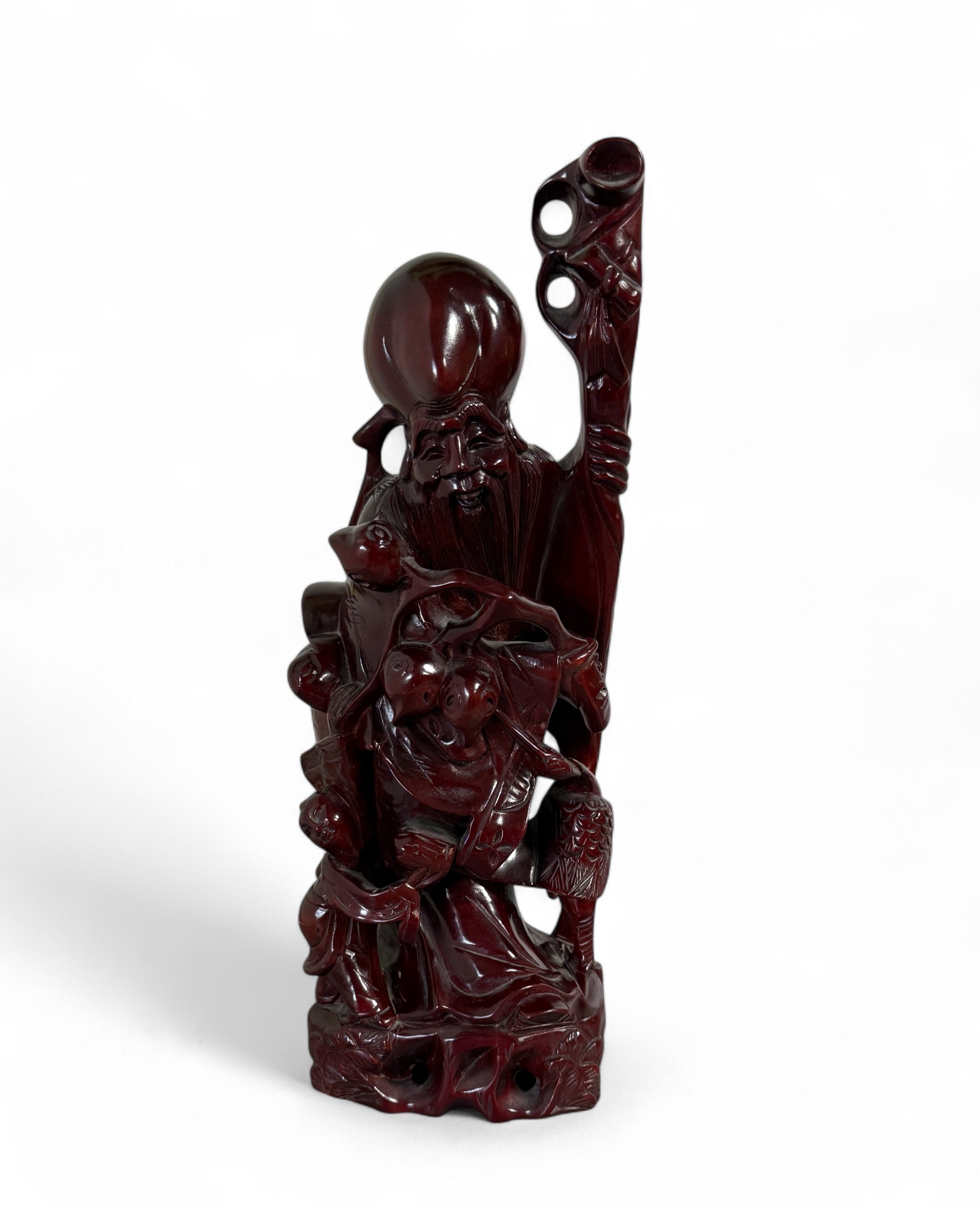 Gott des Langen Lebens China Figur Shou Holz Schnitzerei chinesisch Gott des Langen Lebens China Figur Shou Holz Schnitzerei chinesisch