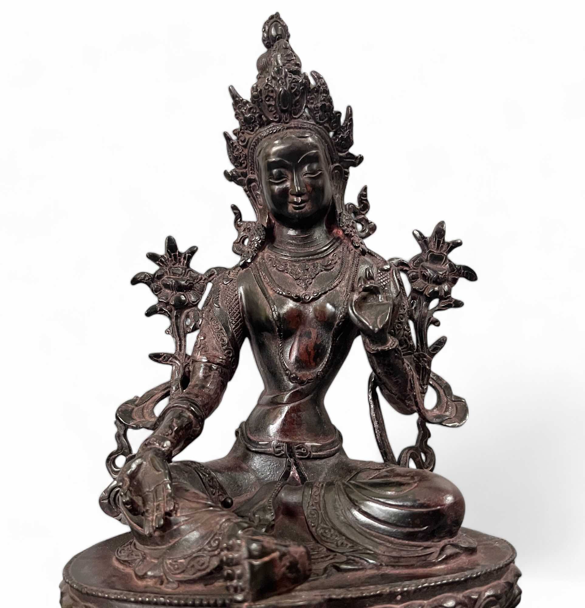 Grüne Tara Buddha Figur aus Bronze 32 cm