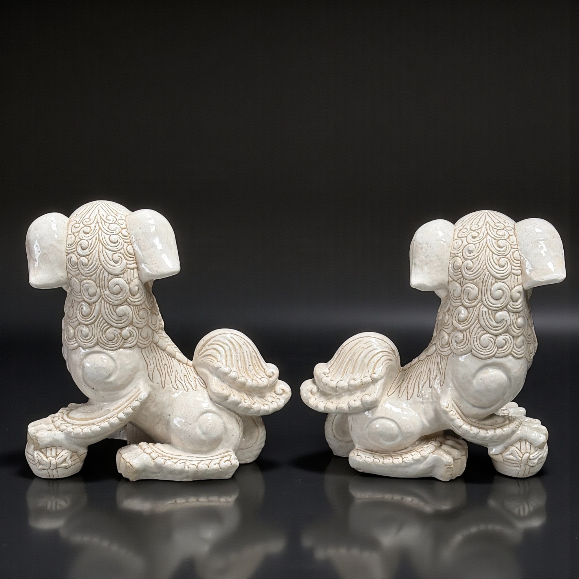 Wächterlöwen aus Japan - aus glasierter Keramik - 44 cm groß