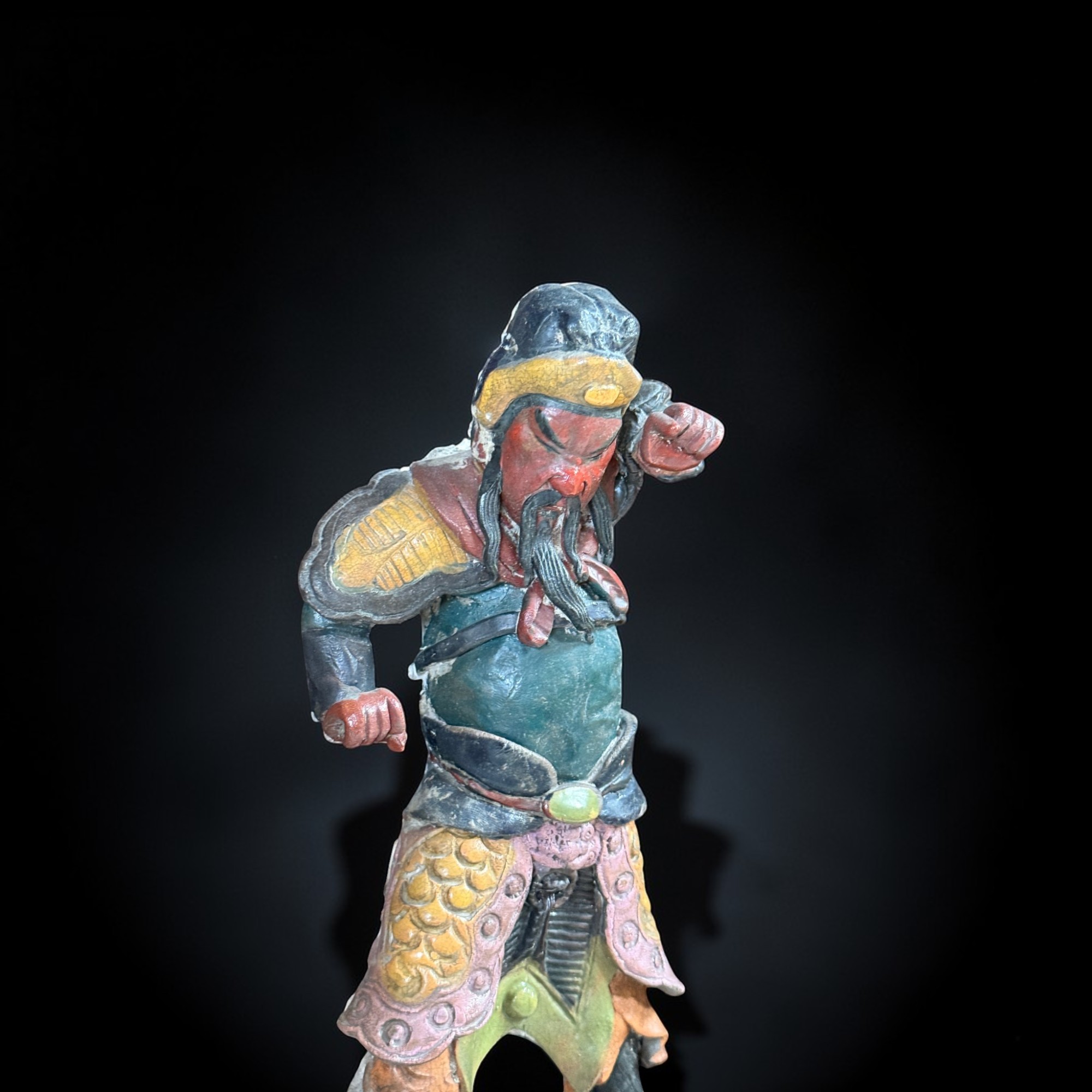 Chinesisches 3D-Hochrelief Wandbild Guan Yu im Rahmen, ca. 40 J. alt, Erlangener Nachlass