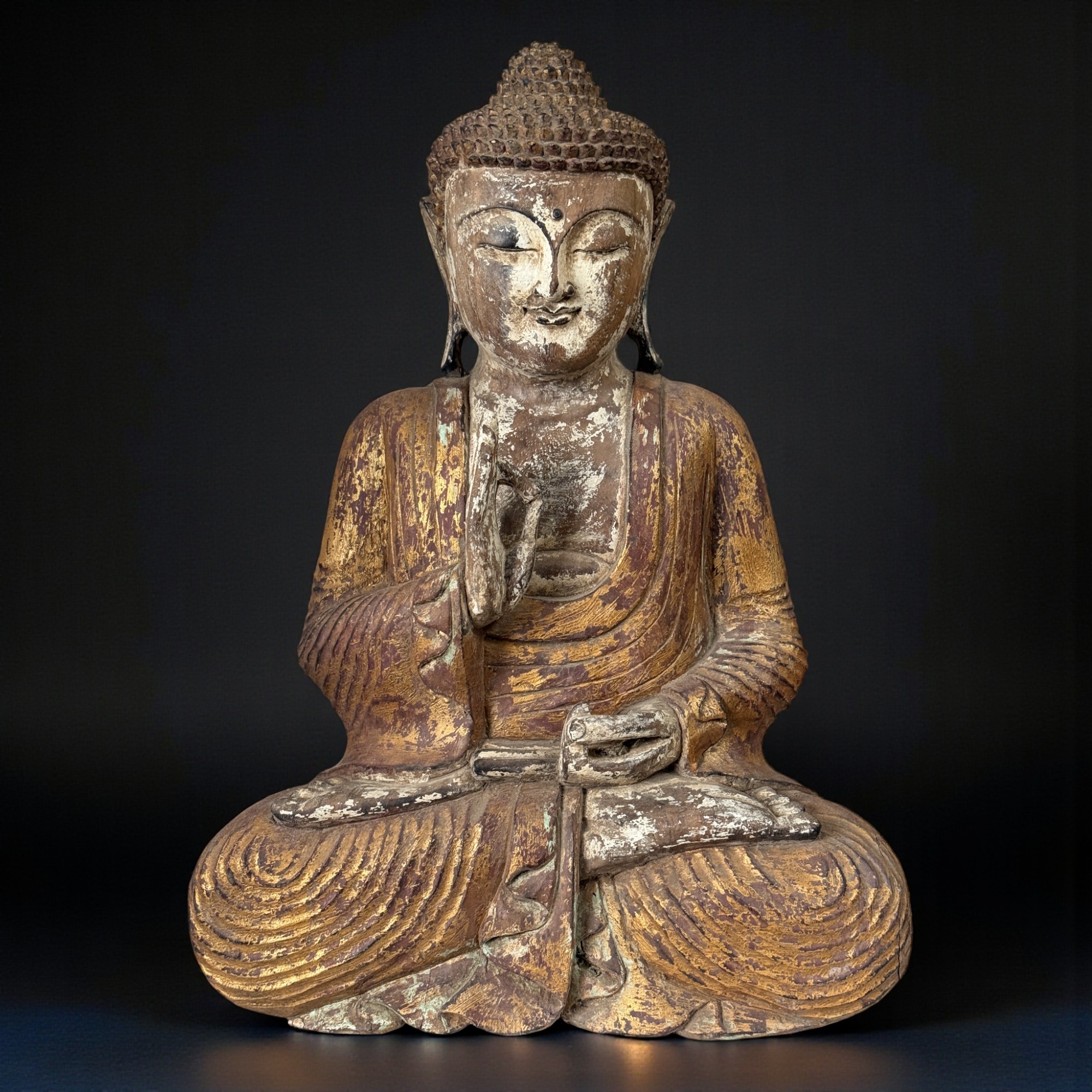 Großer Holz Buddha Skulptur - Vitarka Mudra - 63 cm groß