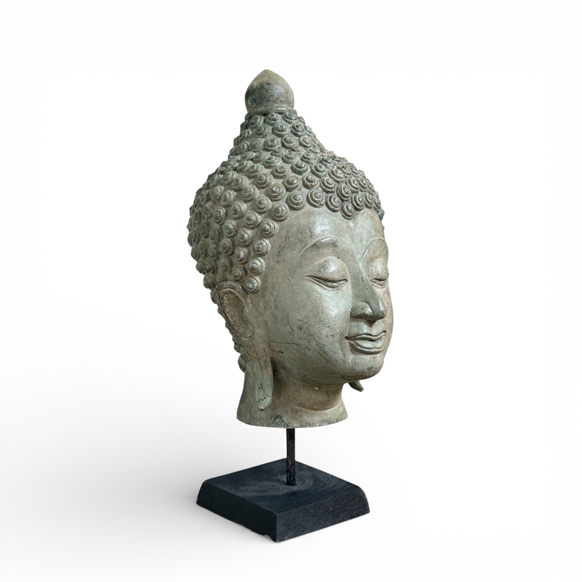 Thailand Buddha Kopf Bronze Skulptur 34 cm groß