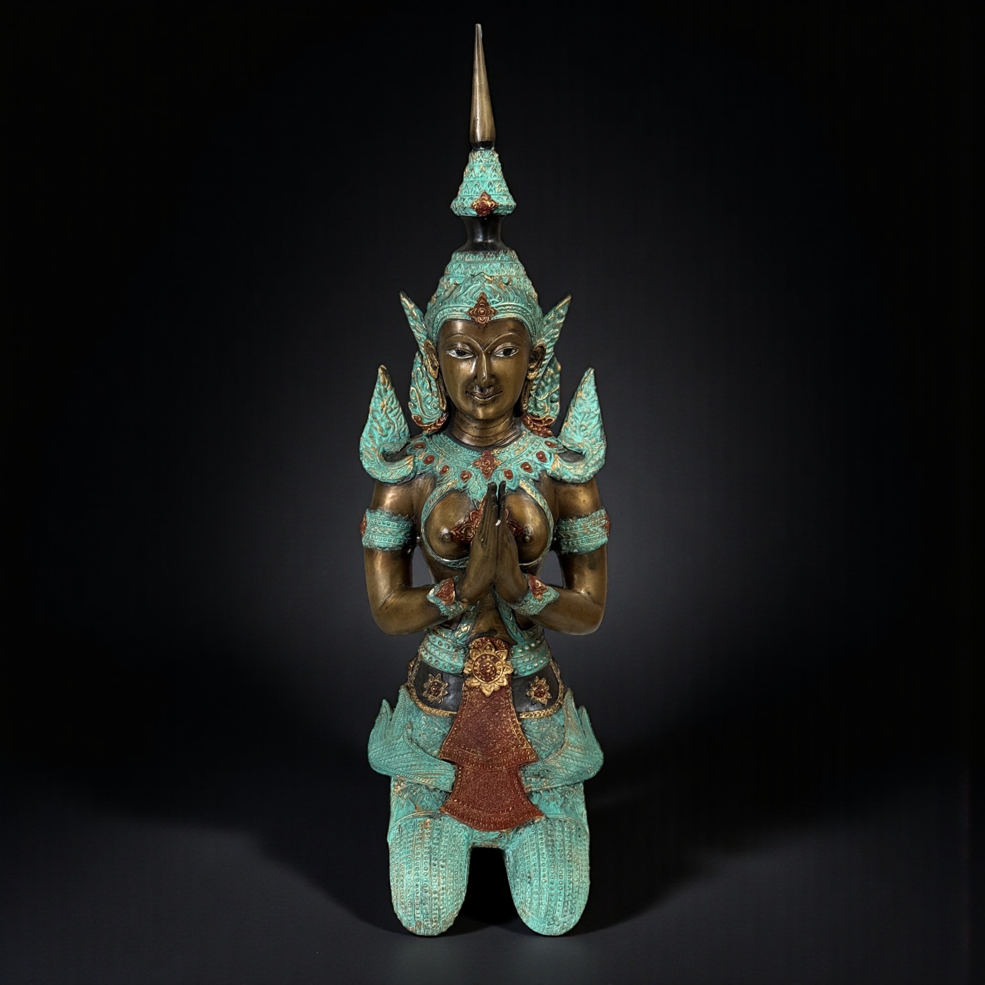 Thailand Tempelwächter Skulptur aus Bronze - Anjali Mudra