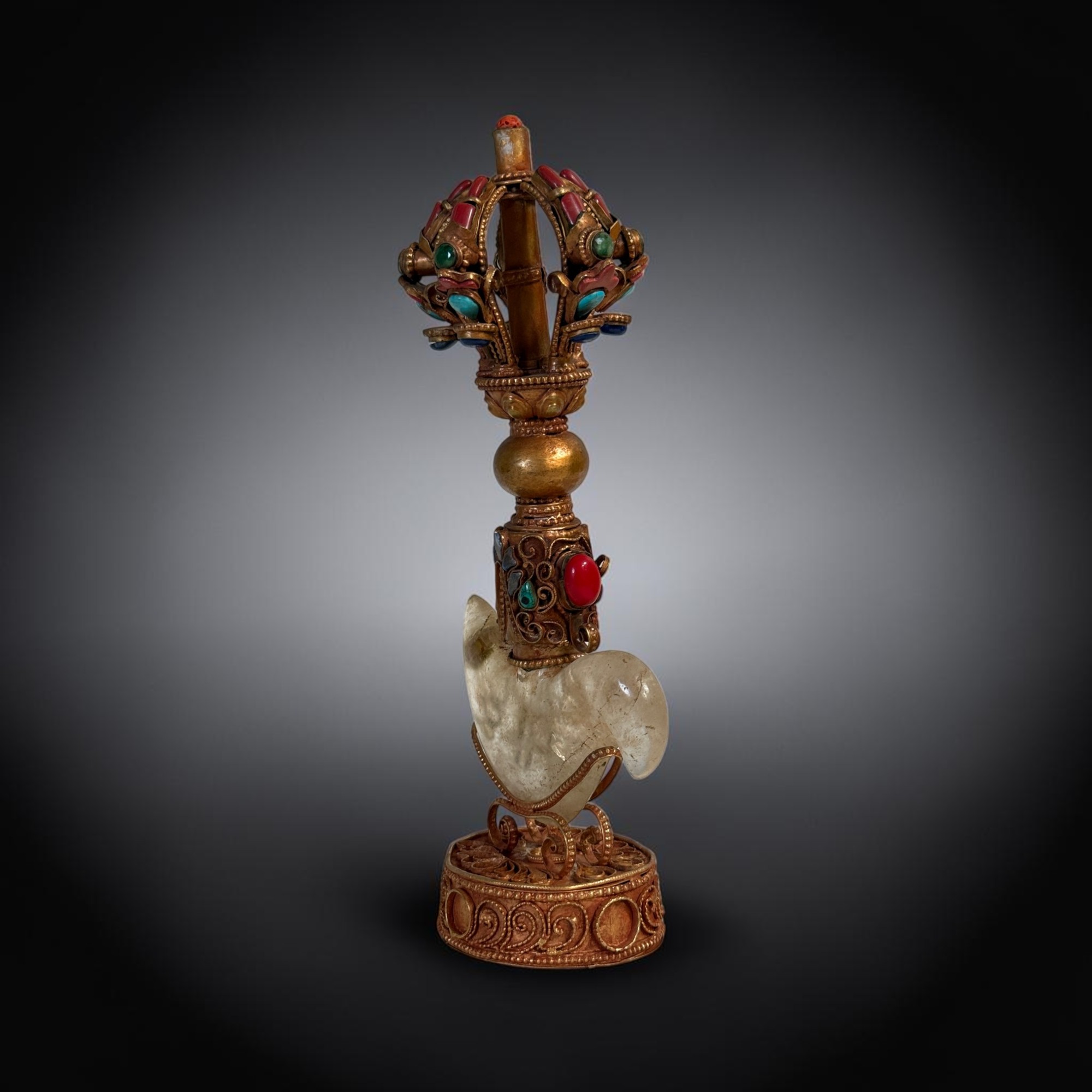 Tibetische Kartika mit Bergkristall Klinge und Vajra Griff 25,5cm