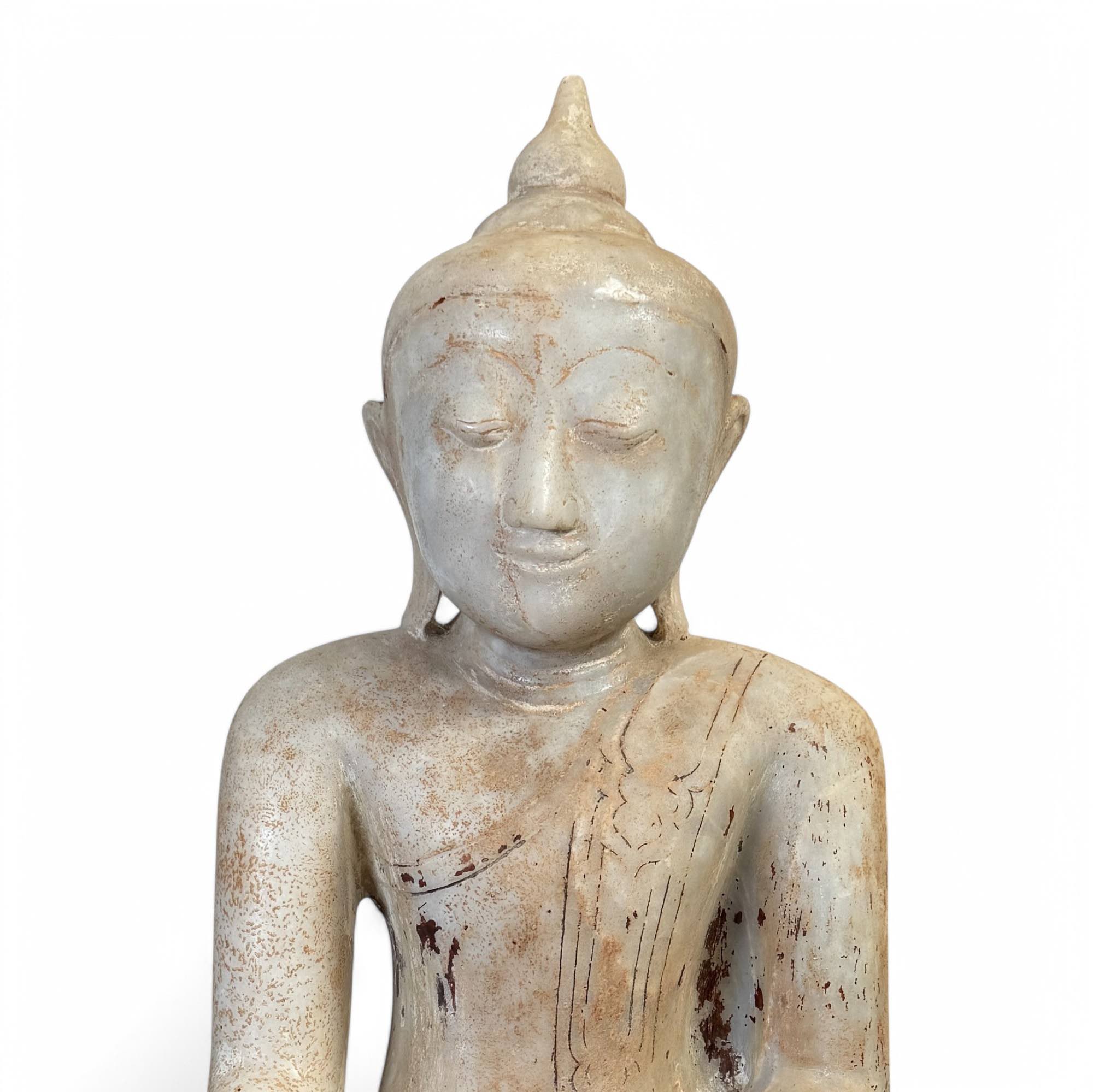 Alte Burma Buddha Statue aus Marmor Stein 66 cm groß