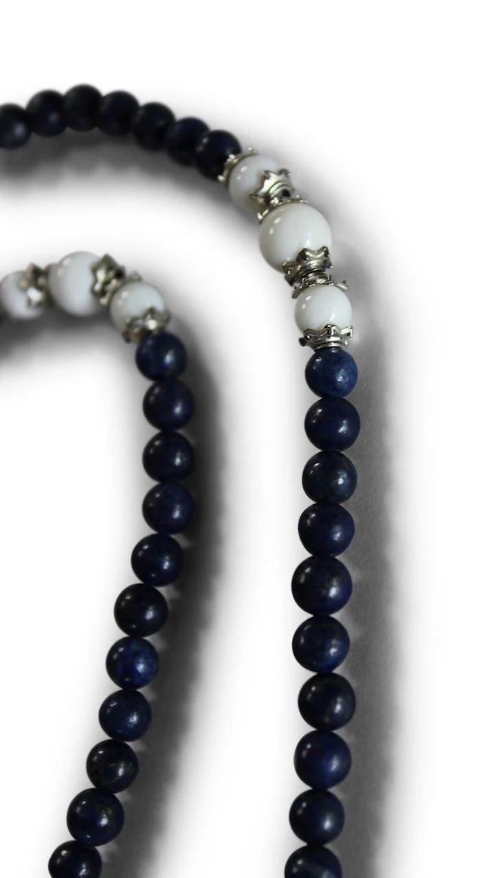 Buddhistische Halskette Mala, Lapislazuli mit Dorje