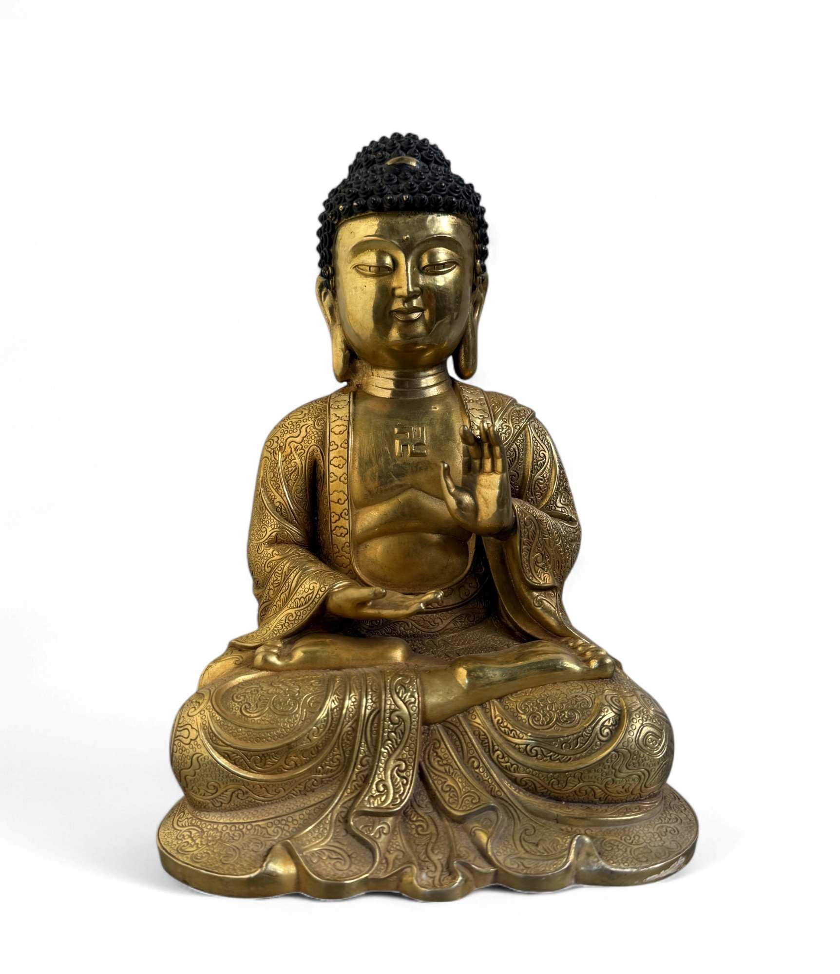 Bronze Buddha Figur – Segnungsgeste – 27,5 cm – Sichuan, China