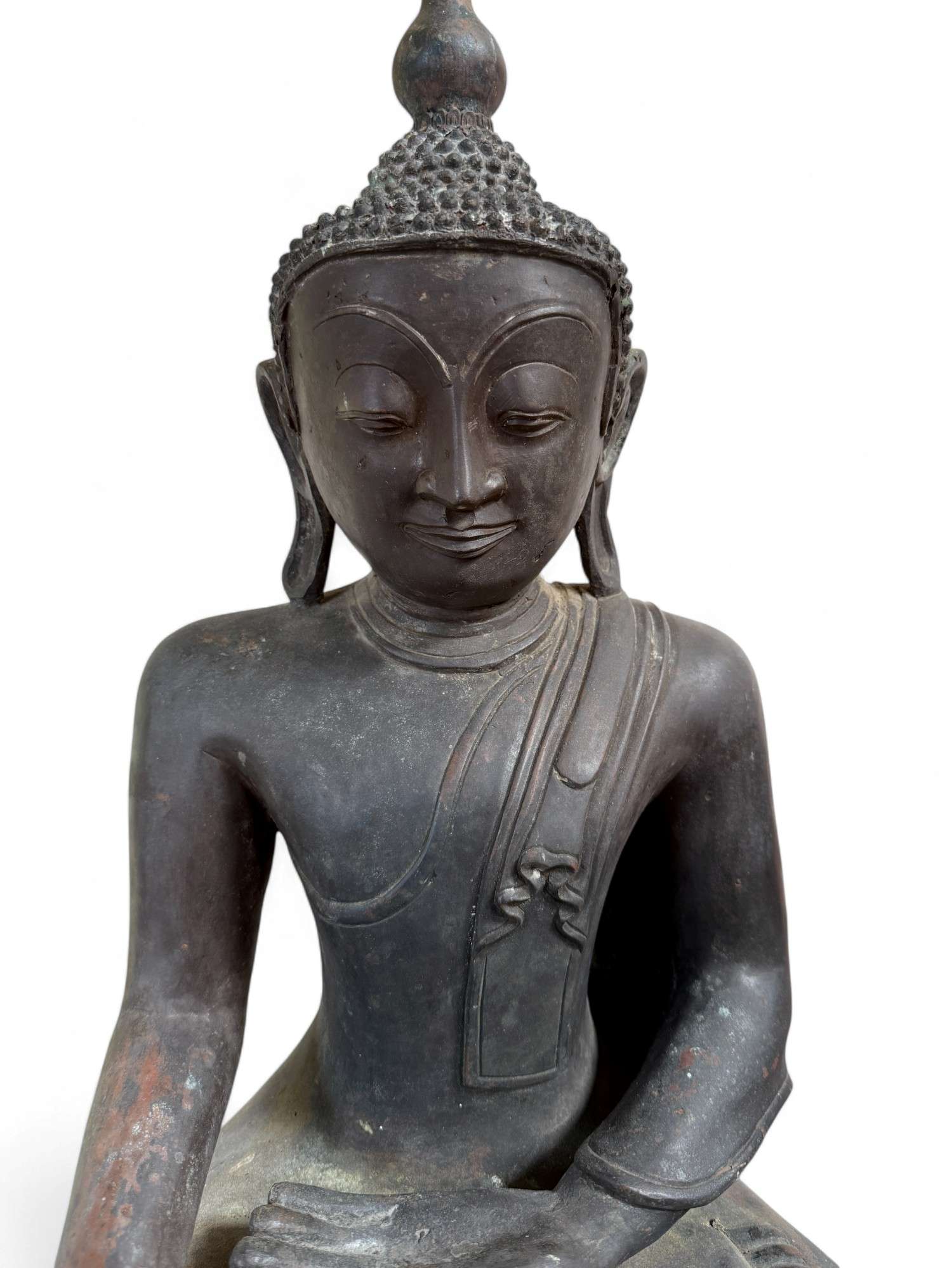 Alte Shan Buddha Bronze Skulptur Burma Statue 72 cm groß