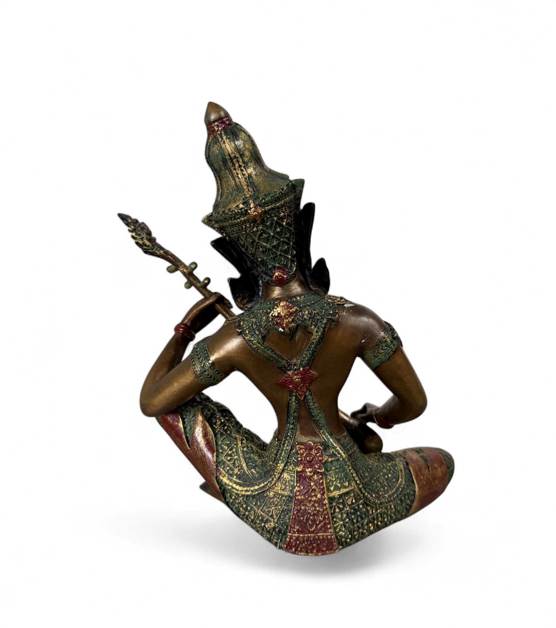 Thailändische Apsara Musikantin aus Bronze mit Saiteninstrument
