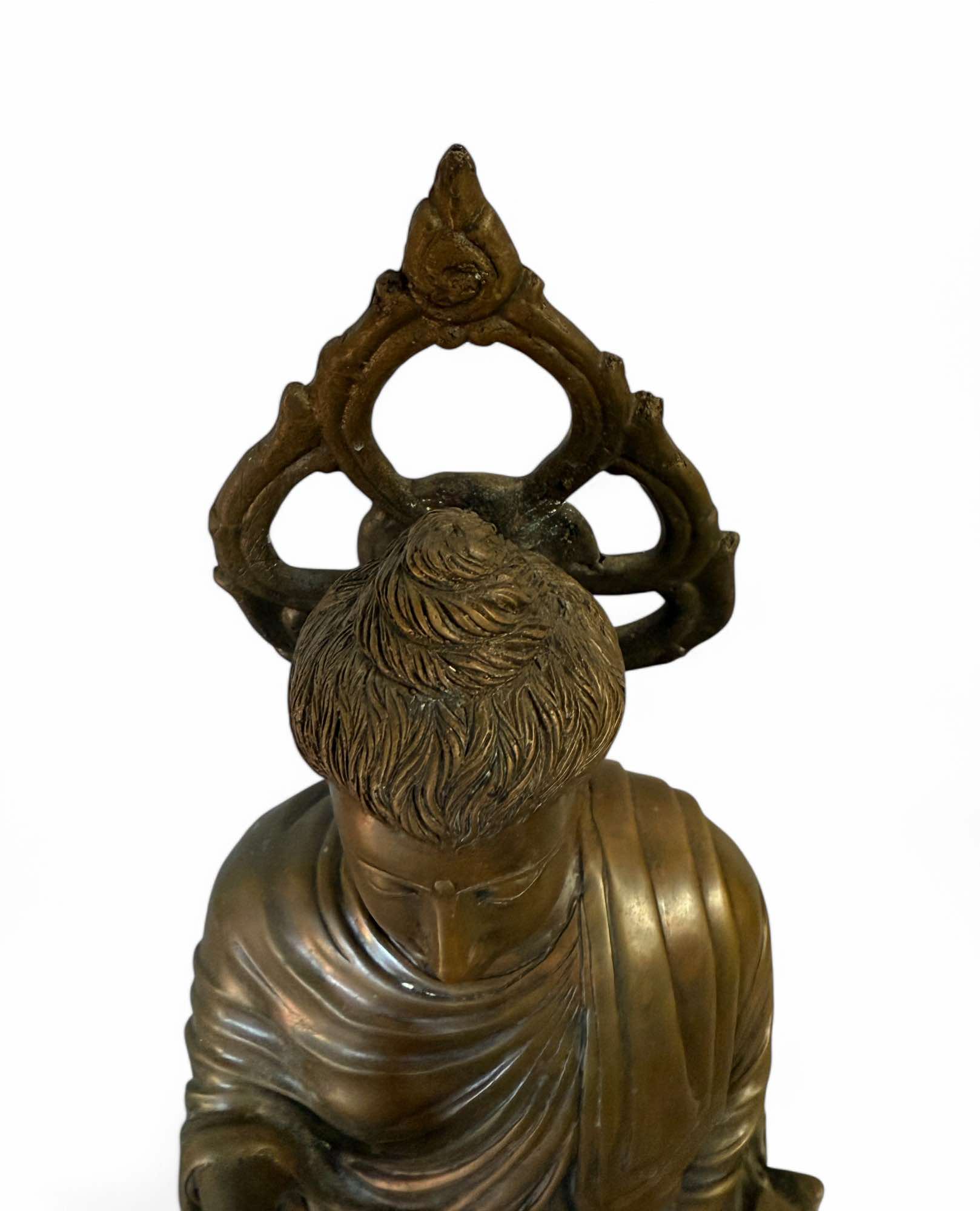 Gandhara Bronze Buddha Skulptur mit Aureole 43 cm