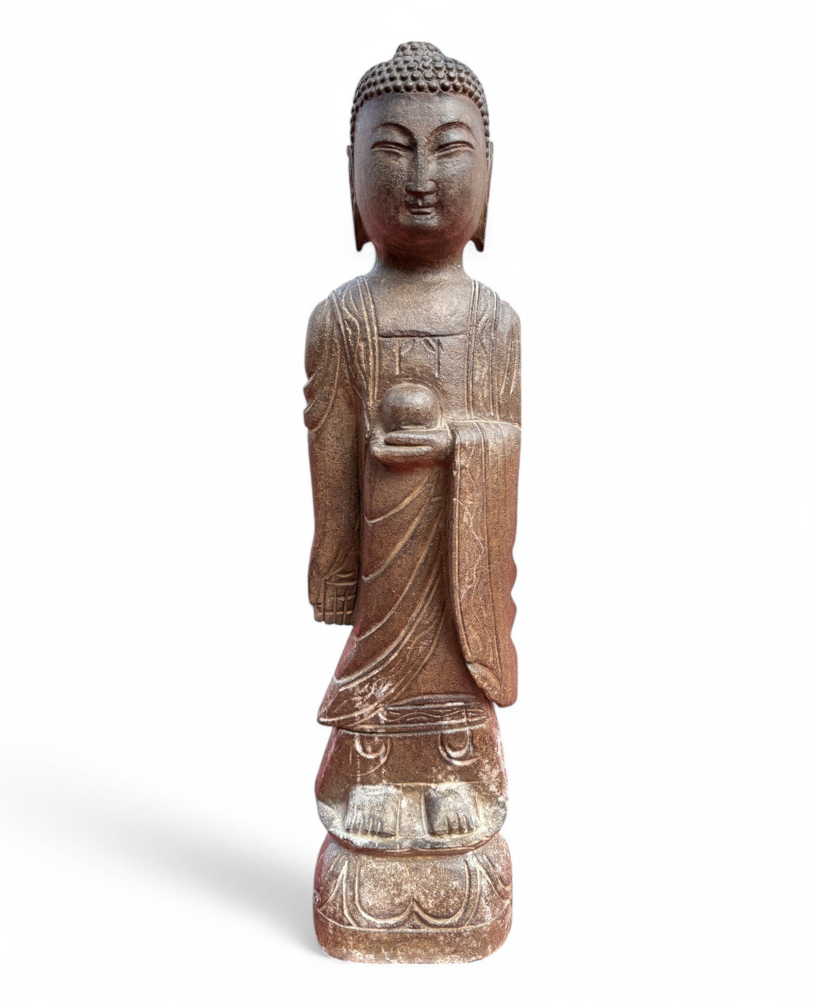 Garten Buddha Statue Naturstein Figur Wunschgewährungs Geste